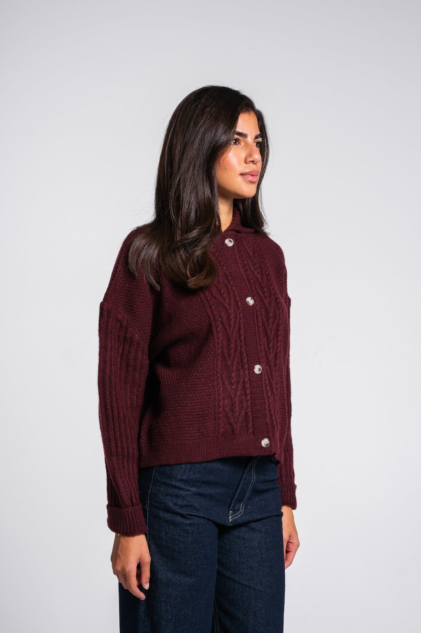 The Woods Cardigan in Burgundy