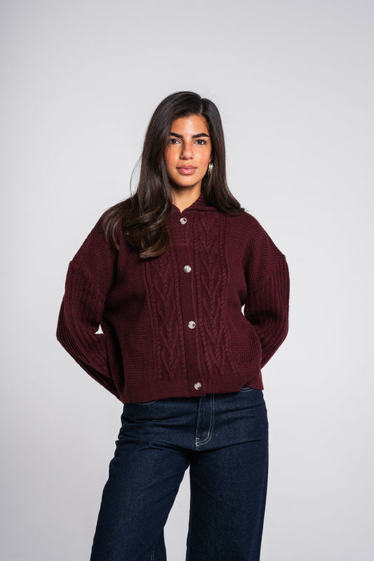 The Woods Cardigan in Burgundy