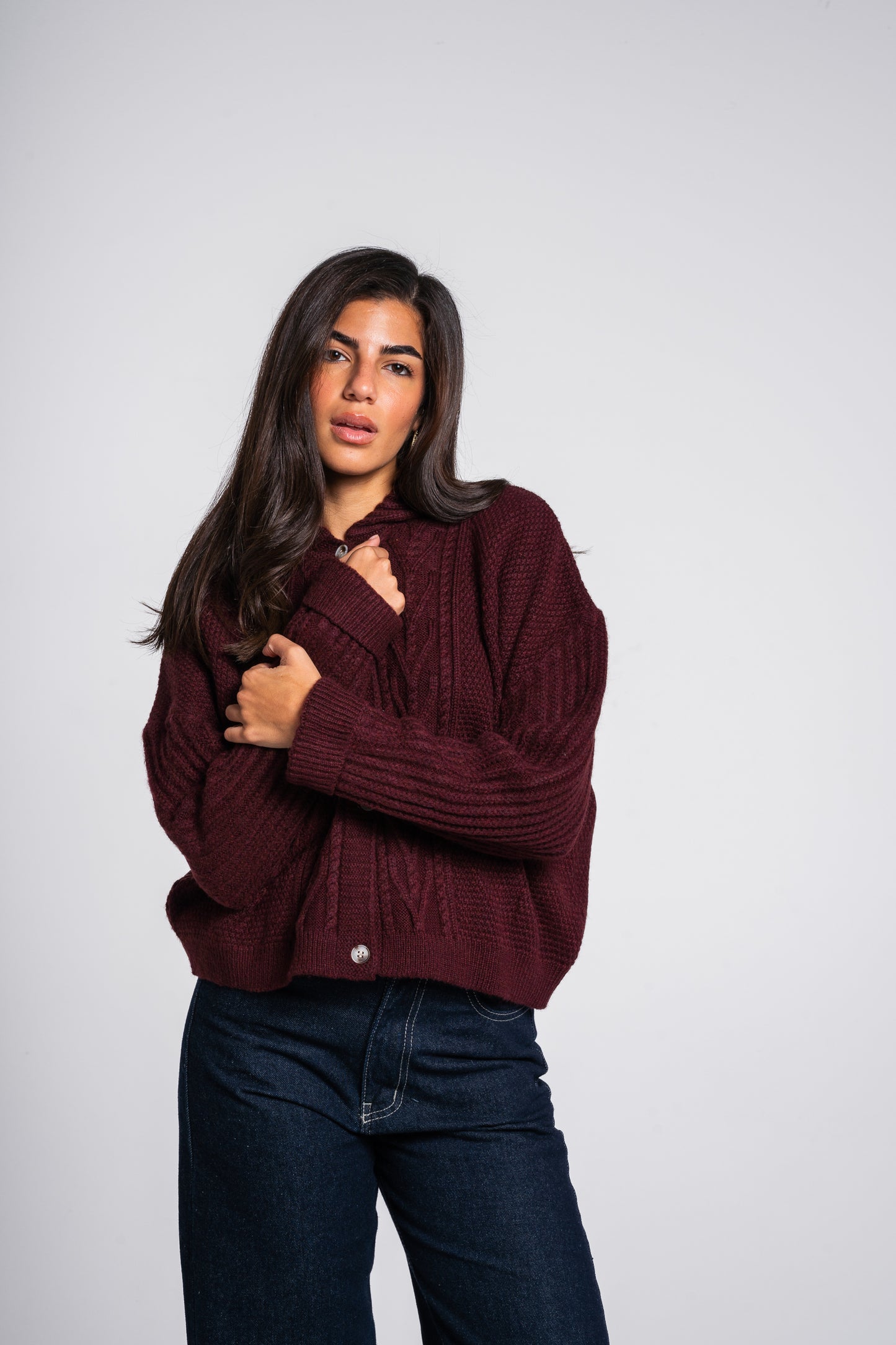The Woods Cardigan in Burgundy