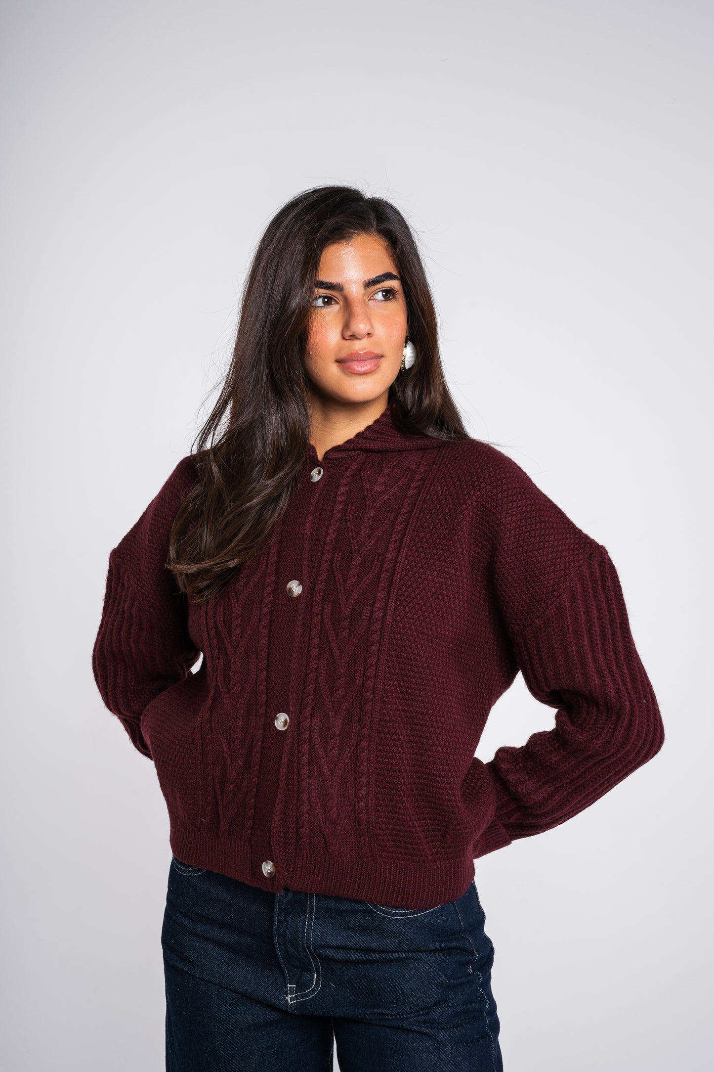 The Woods Cardigan in Burgundy