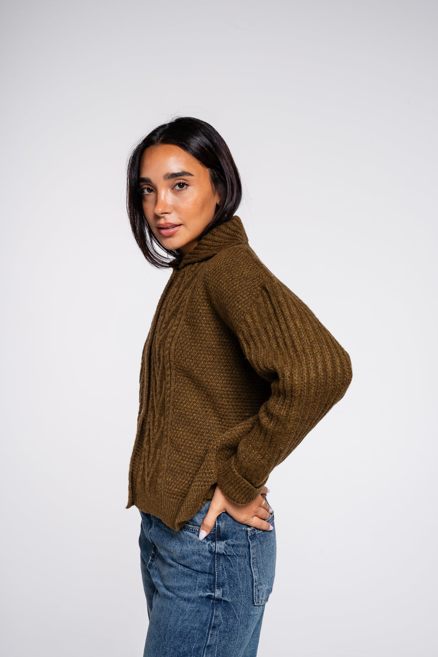The Woods Cardigan in Olive