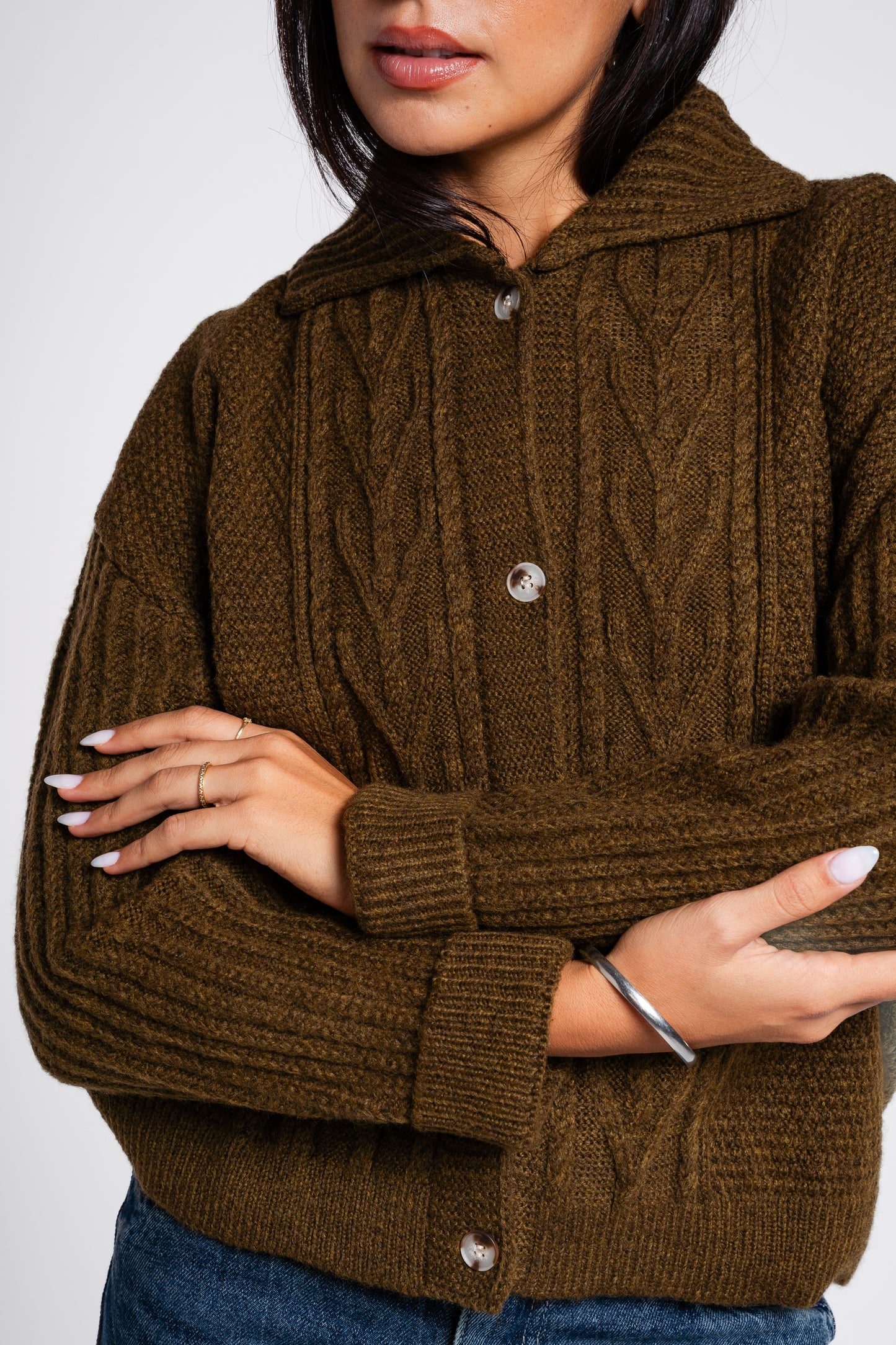 The Woods Cardigan in Olive