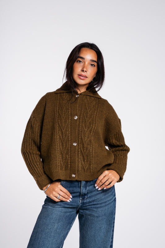 The Woods Cardigan in Olive