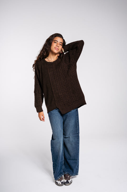 See Me Braids Pullover in Brown