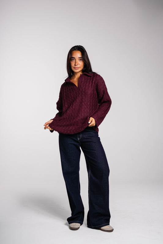 Going Places Pullover in Burgundy