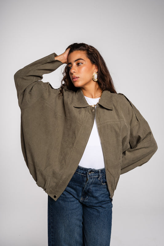 End Game Suede Jacket in Olive