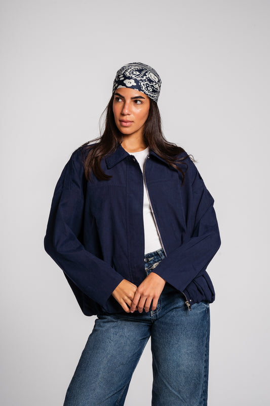 End Game Suede Jacket in Navy