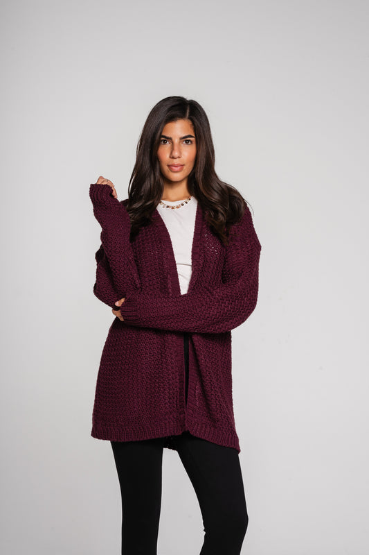 (Pre-order) Whisper Knit Cardigan in Burgundy