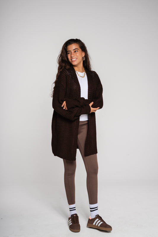 (Preorder)Whisper Knit Cardigan in Brown