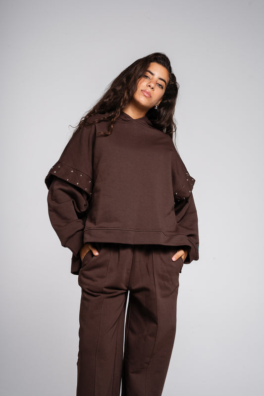 Studded Easy Set in Dark Brown