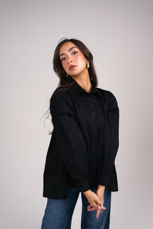 She is studded poplin shirt