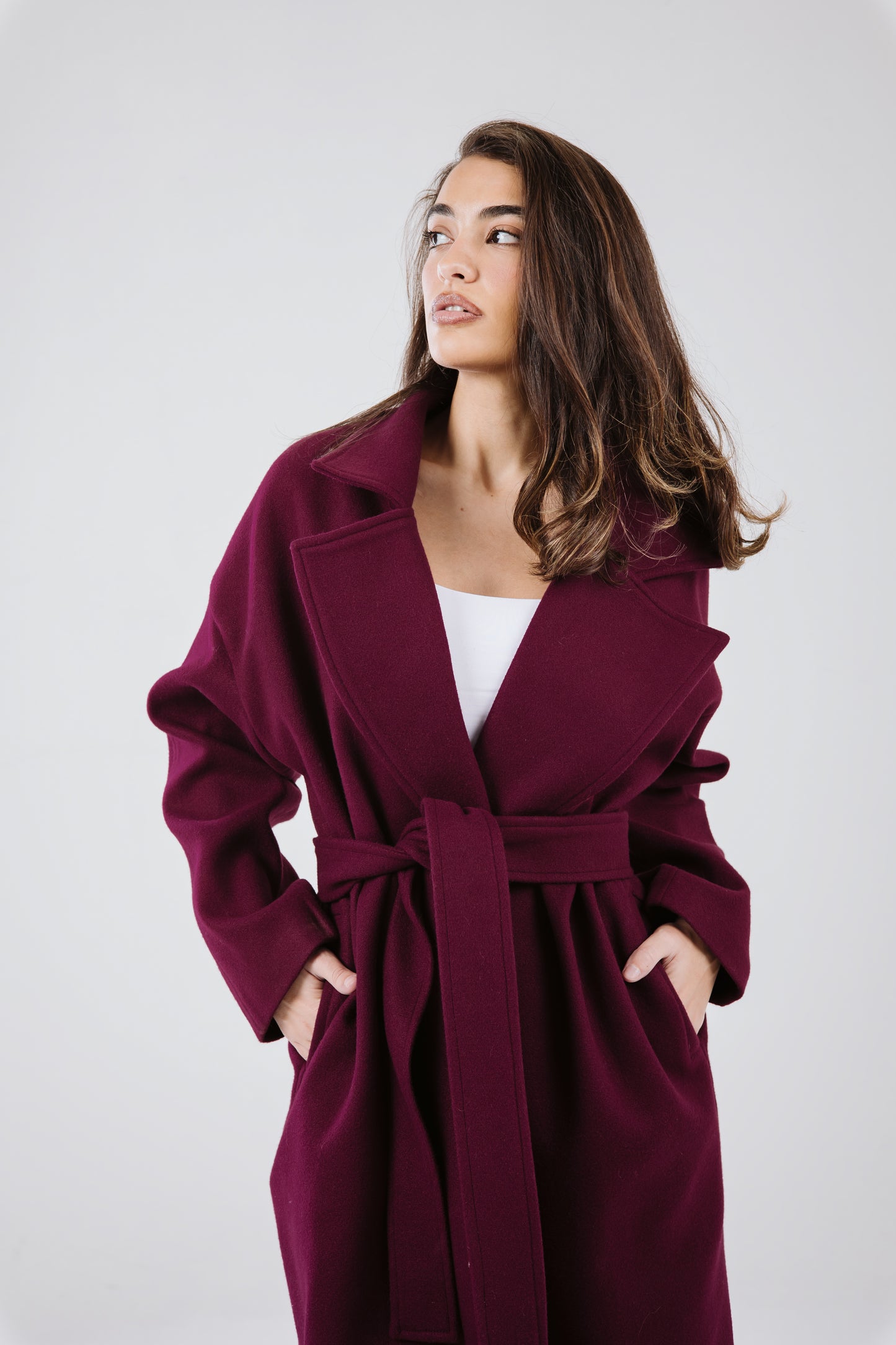 Snowflakes coat in burgundy