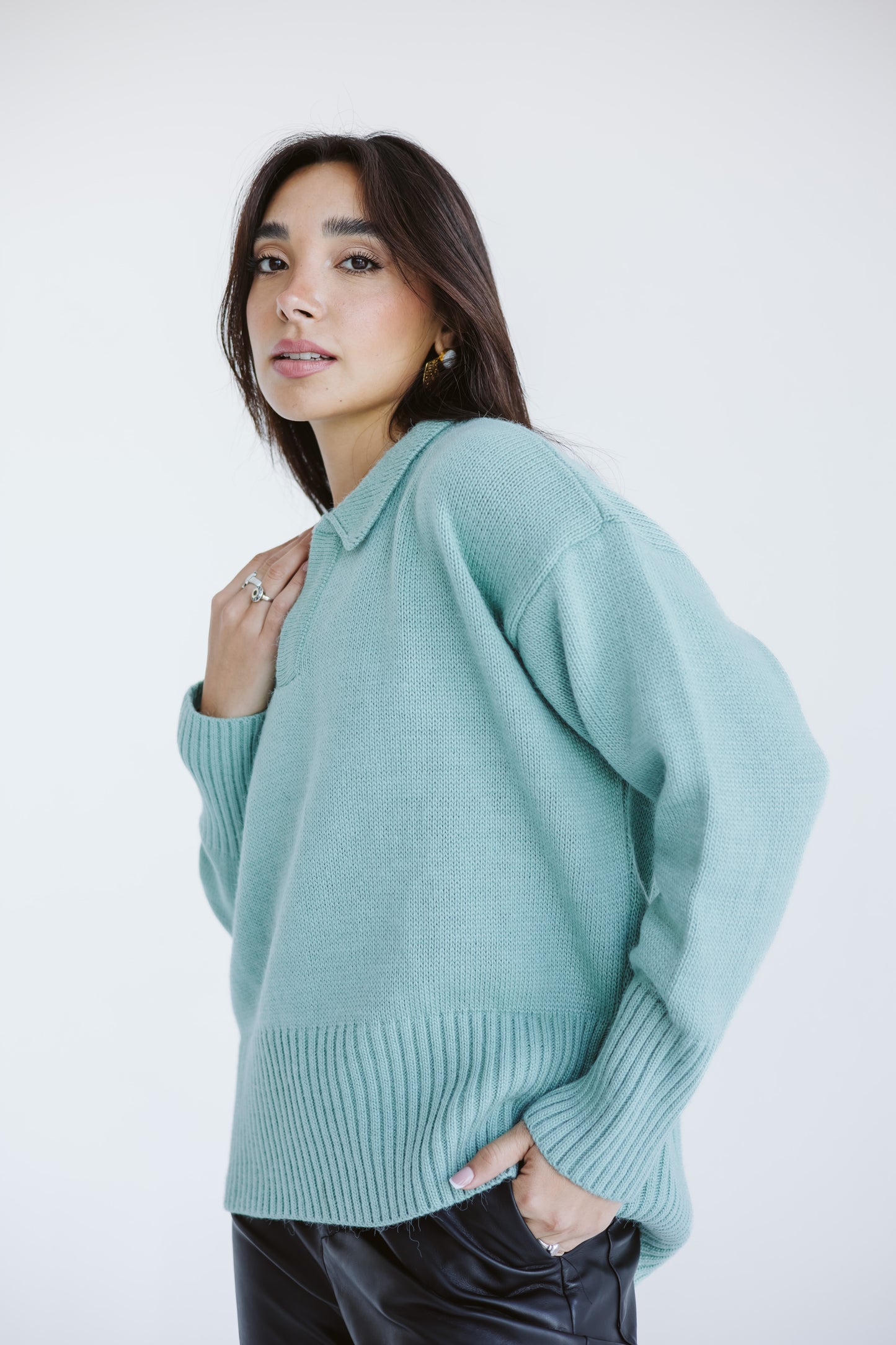 Knit sweater in Mint