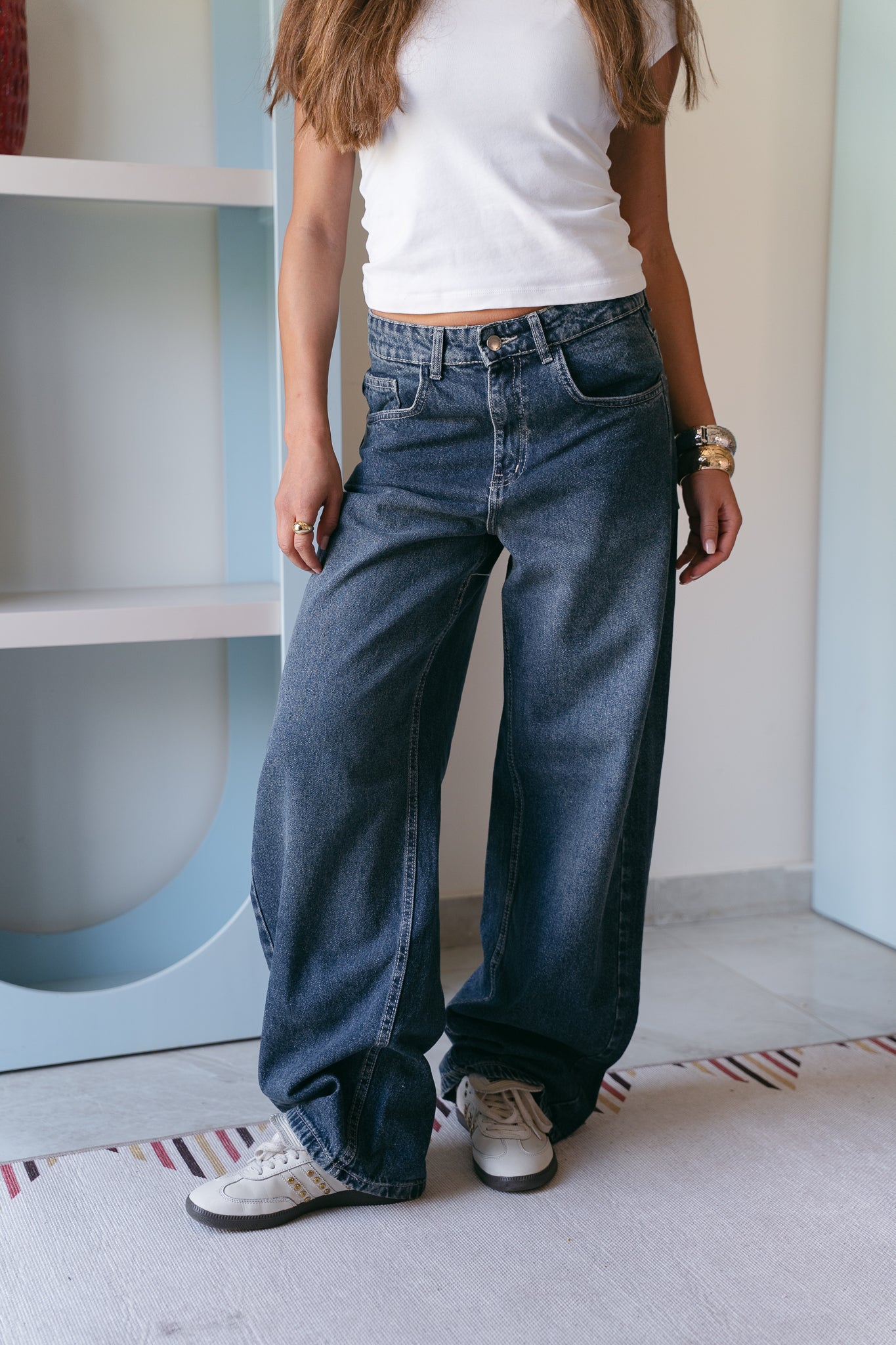 Balloon Denim Pants - Deep Blue
