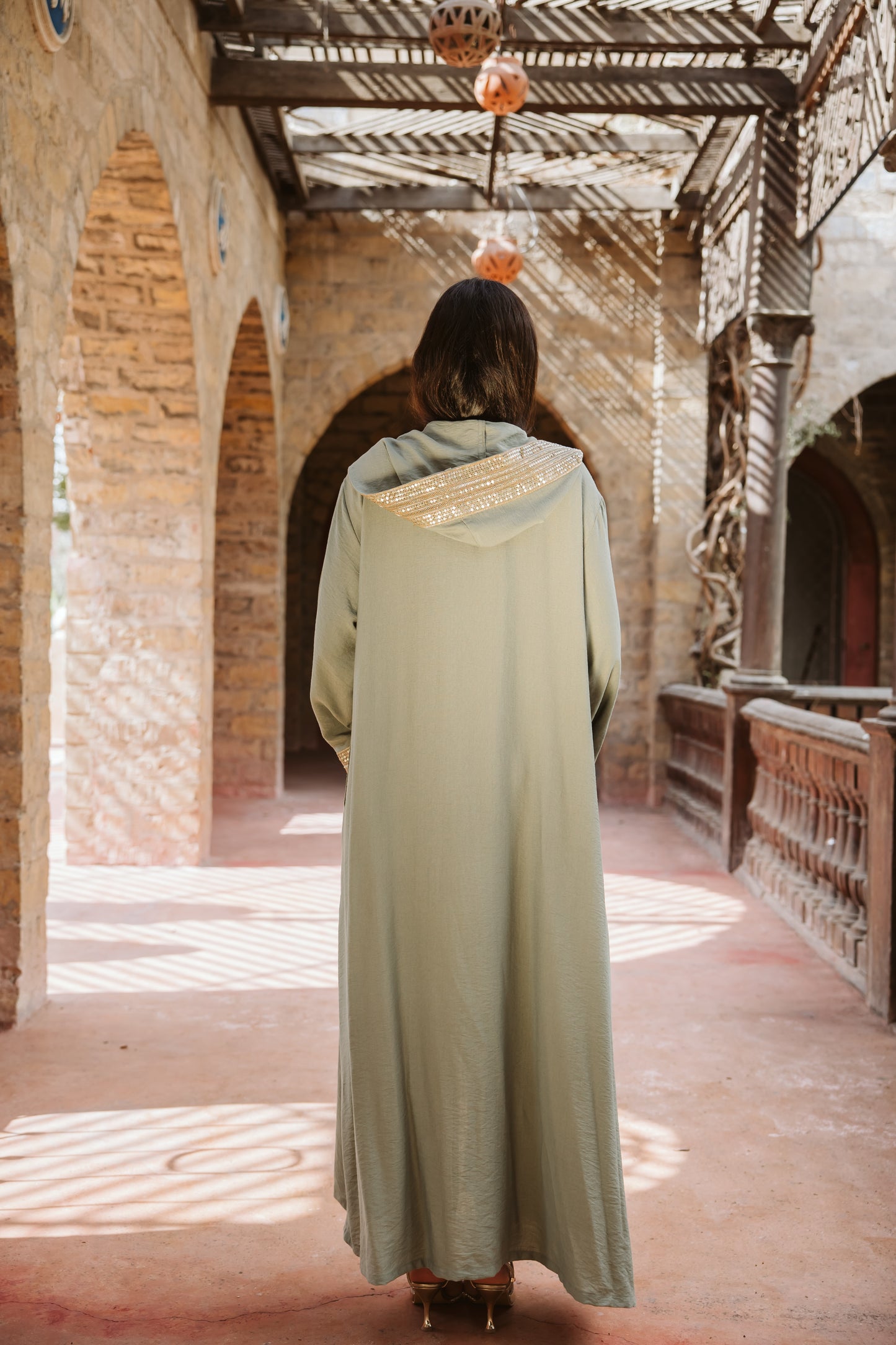 Moroccan kaftan in olive