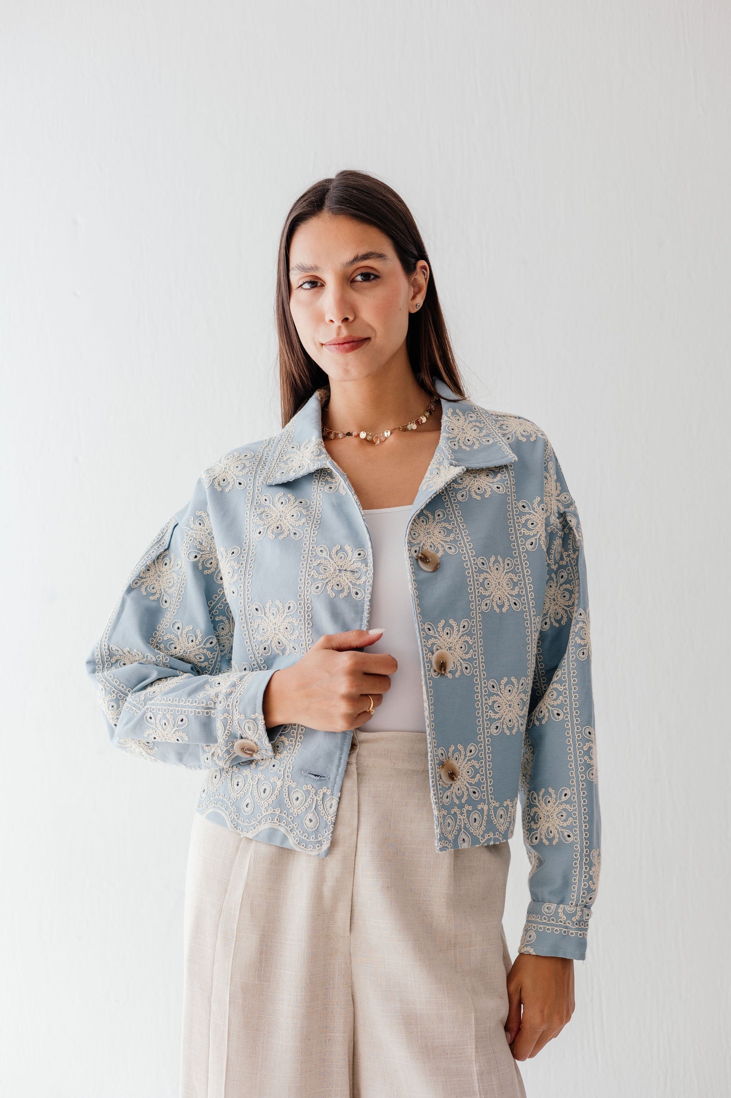 Embroidered jacket in Blue