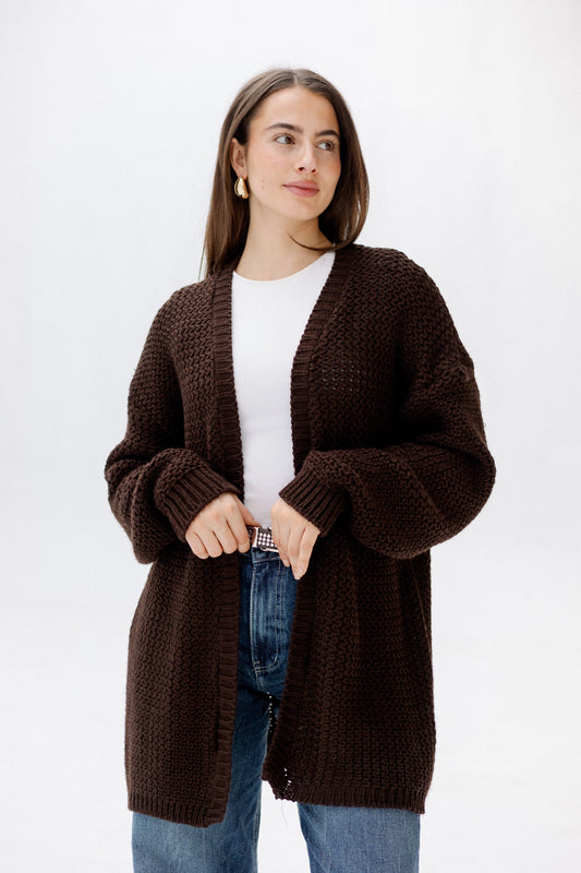 Whisper Knit Cardigan in Brown