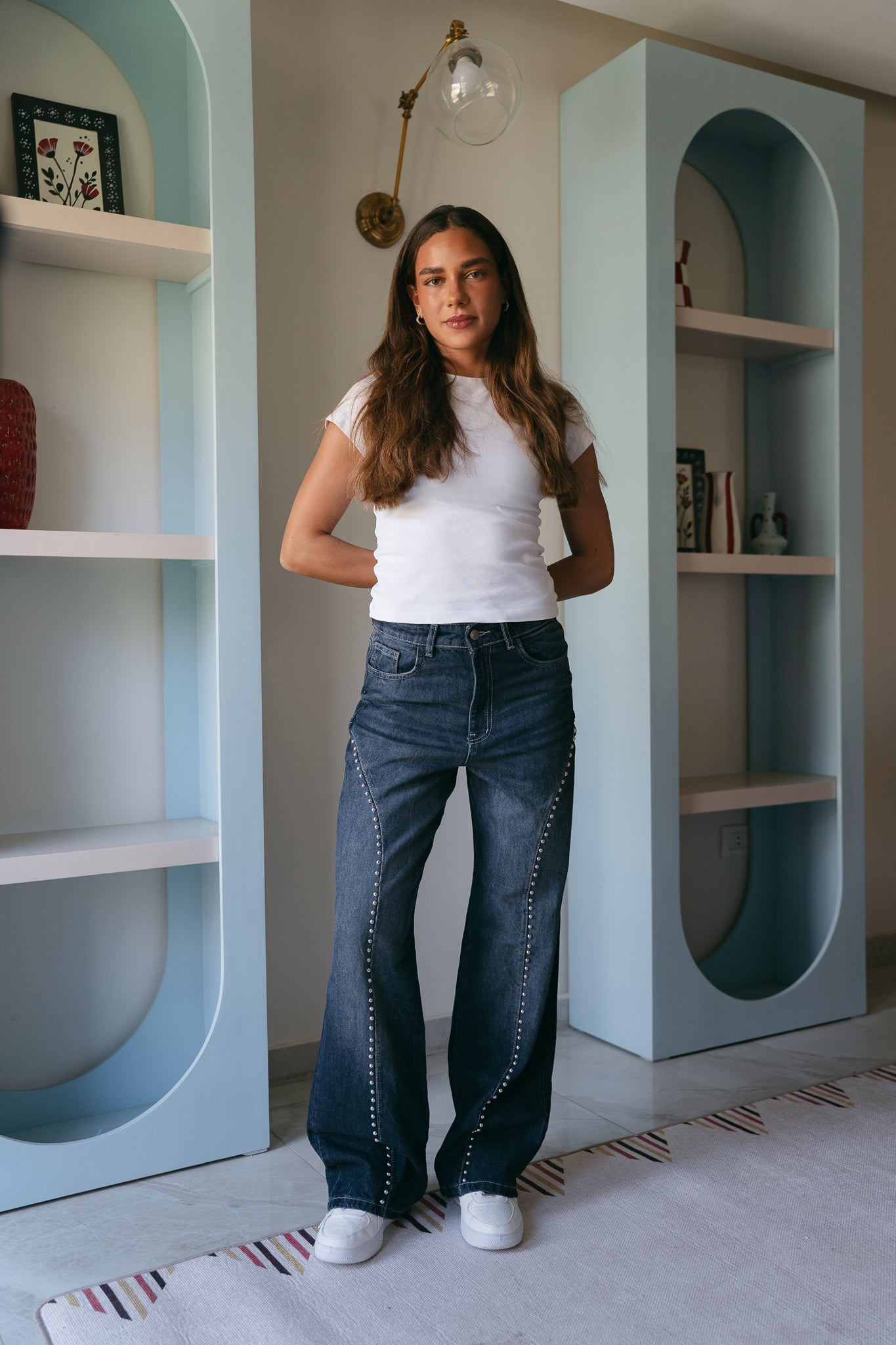 Fearless Studded Denim in Midwash