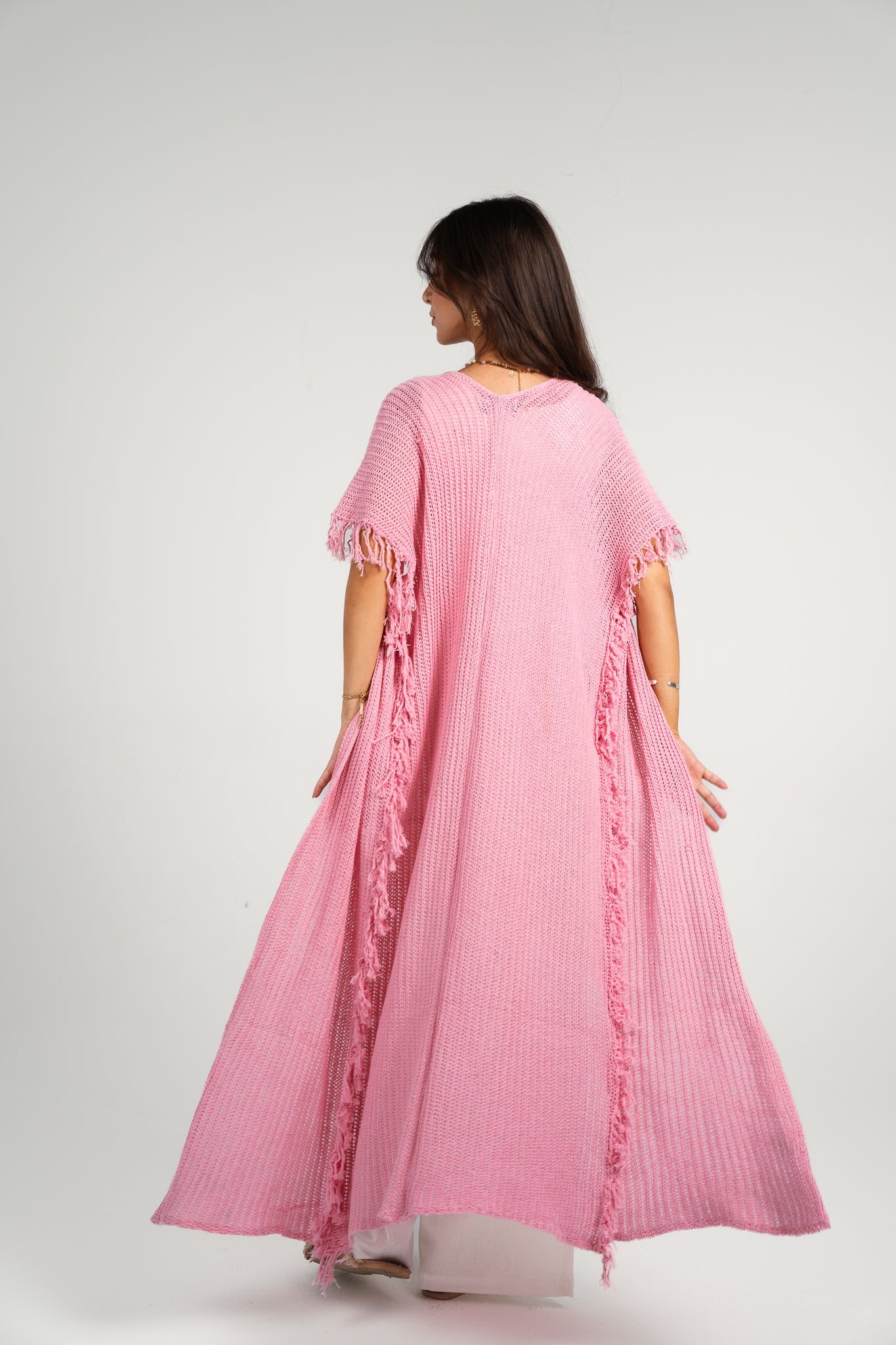 Clear skies crochet cover-up in Pink