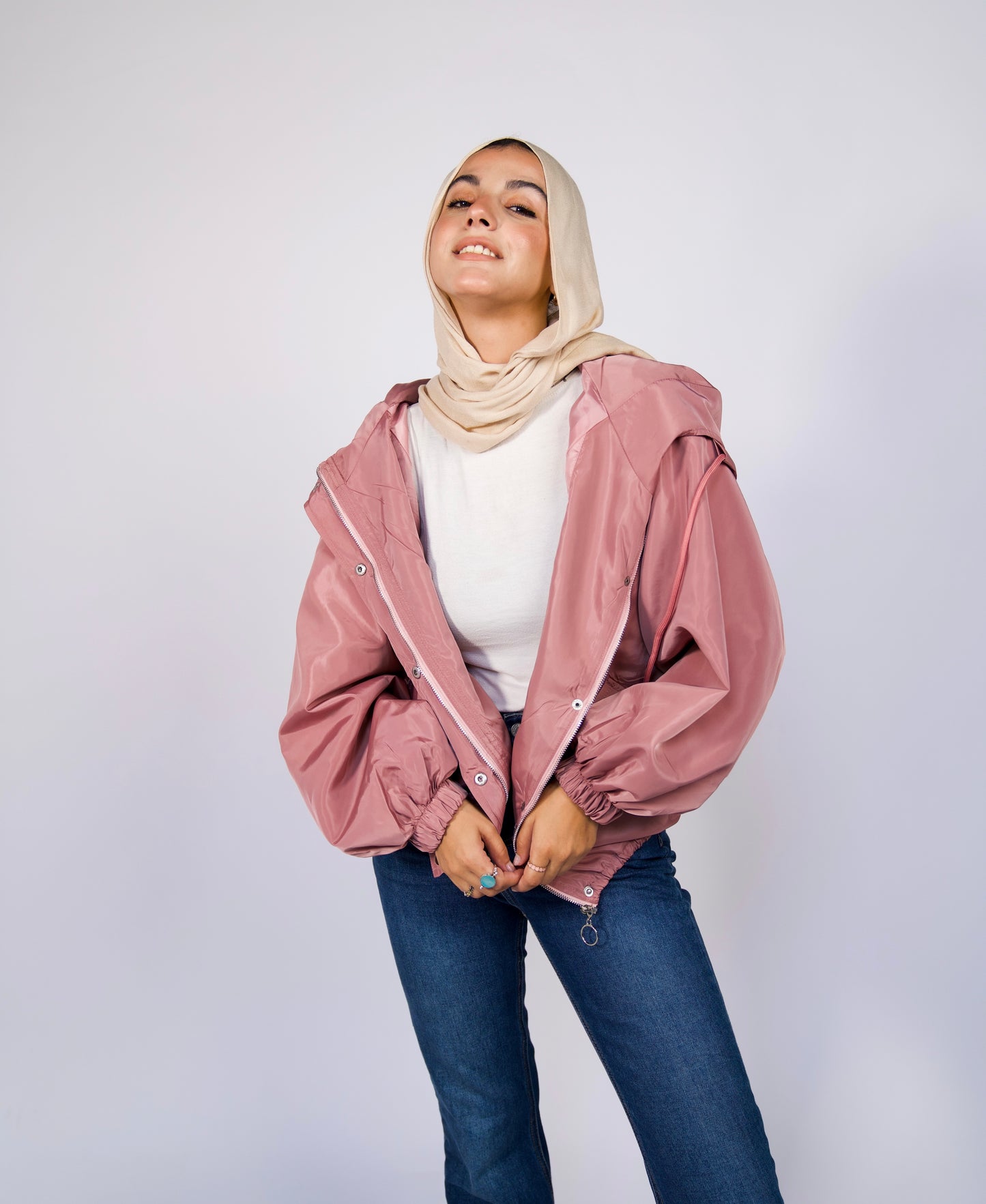 Waterproof jacket in blush