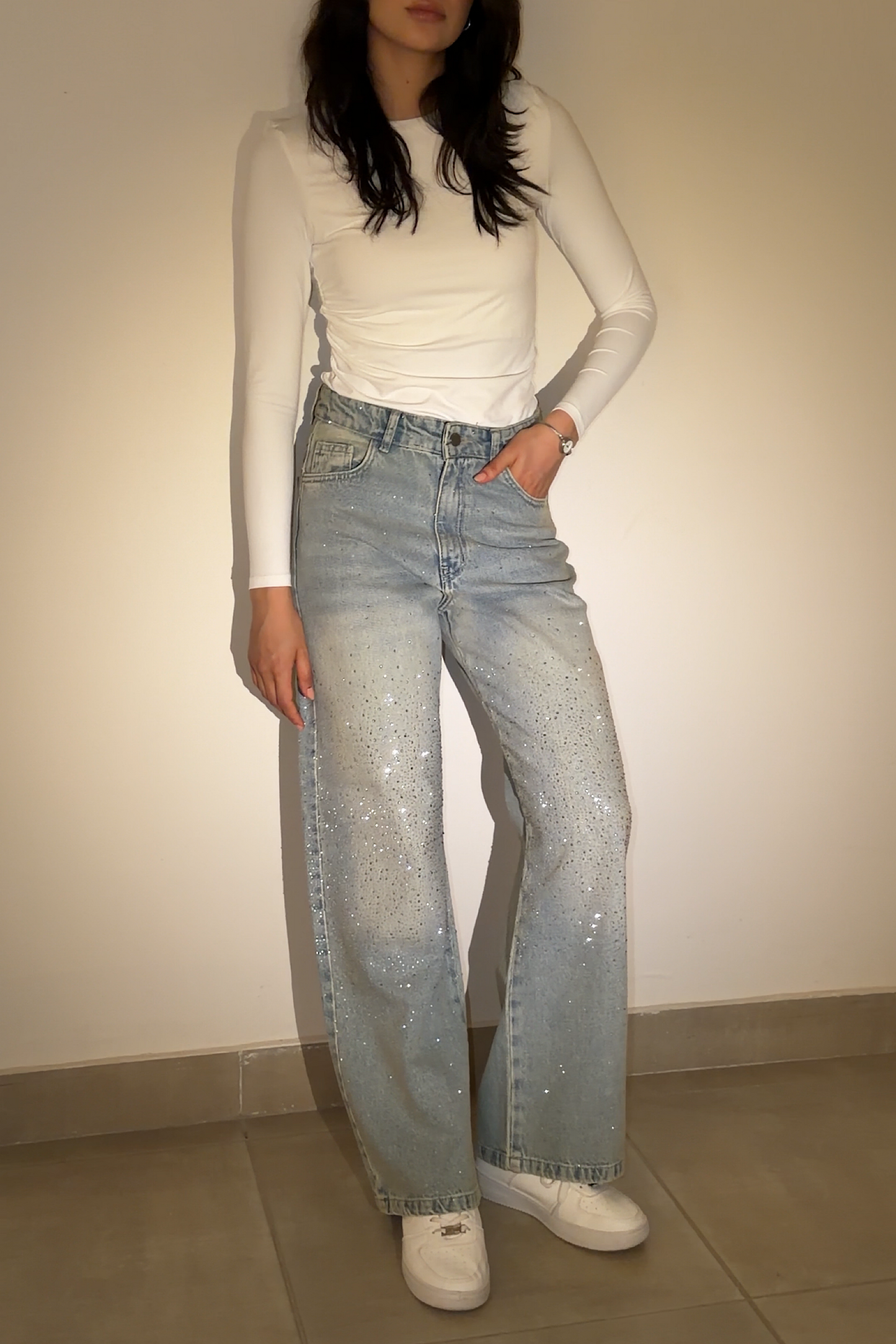 Full Glam Denim Pants in Light Denim
