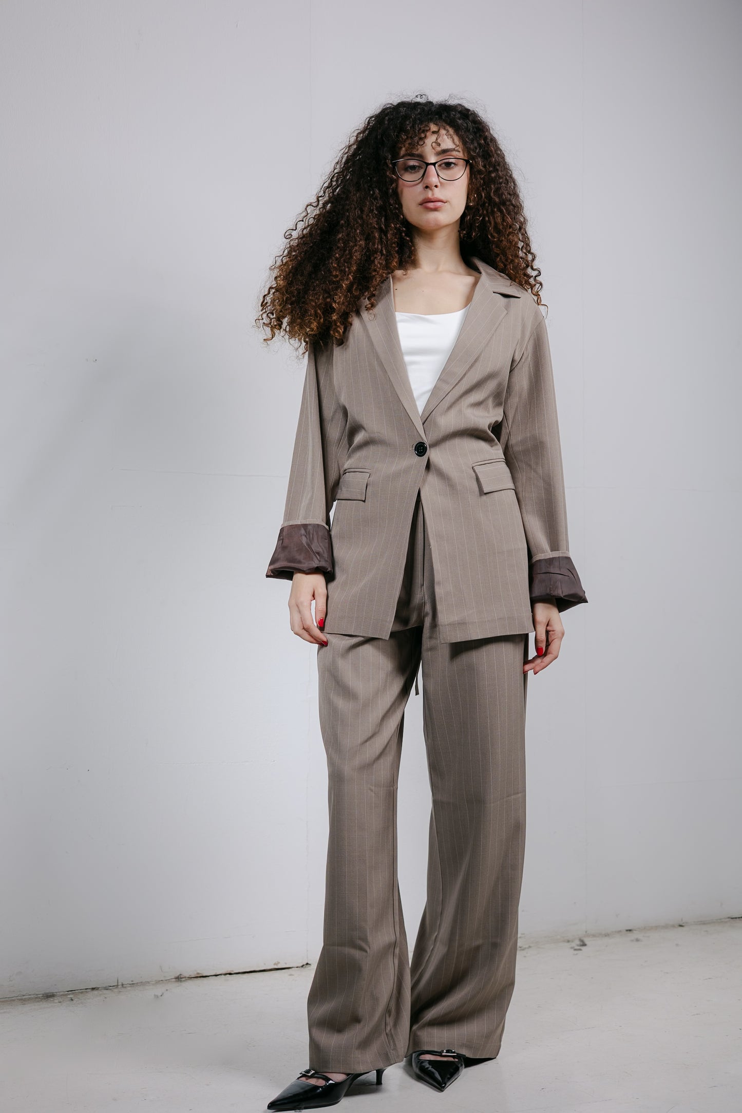 Big Girl Blazer Set in Beige