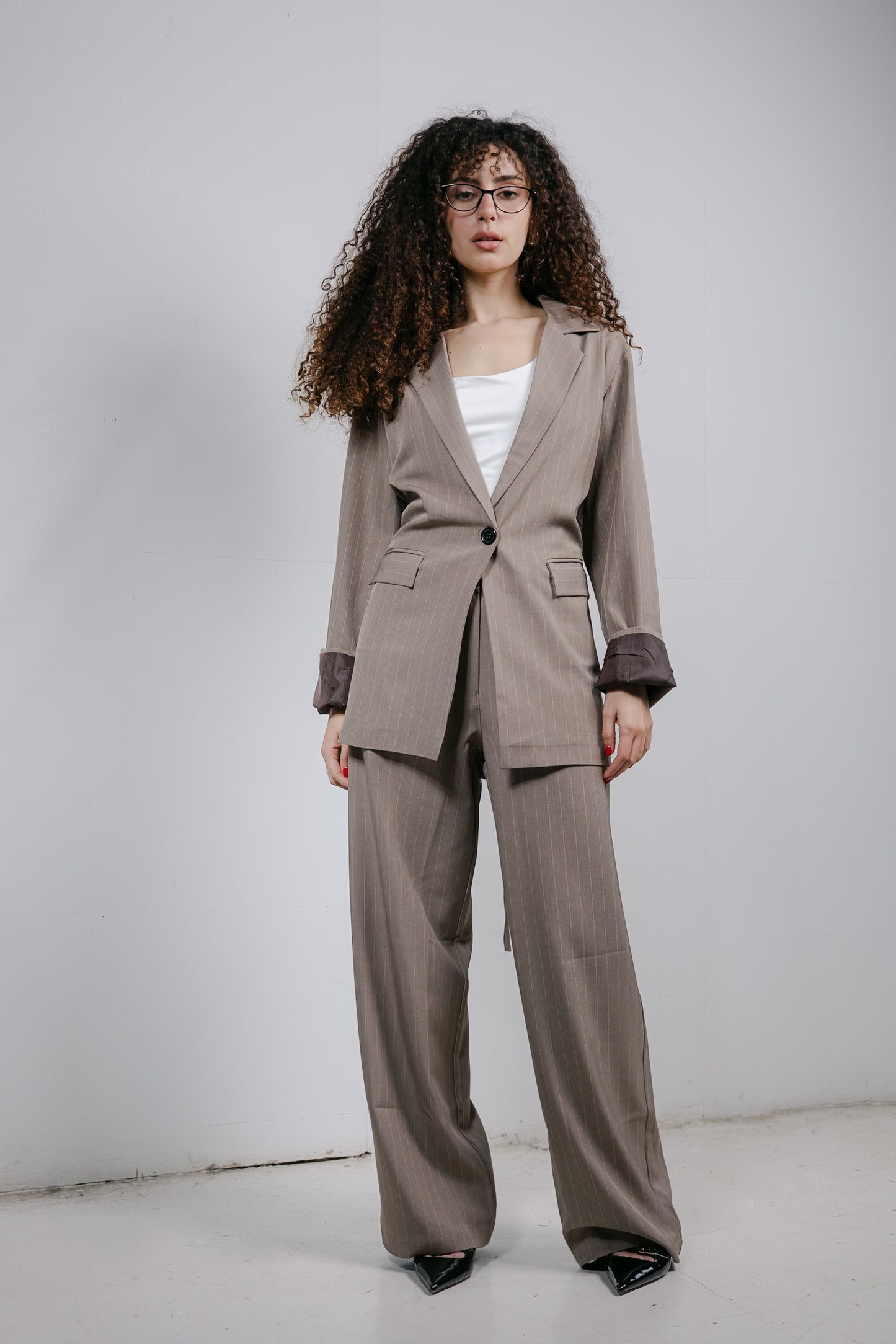 Big Girl Blazer Set in Beige