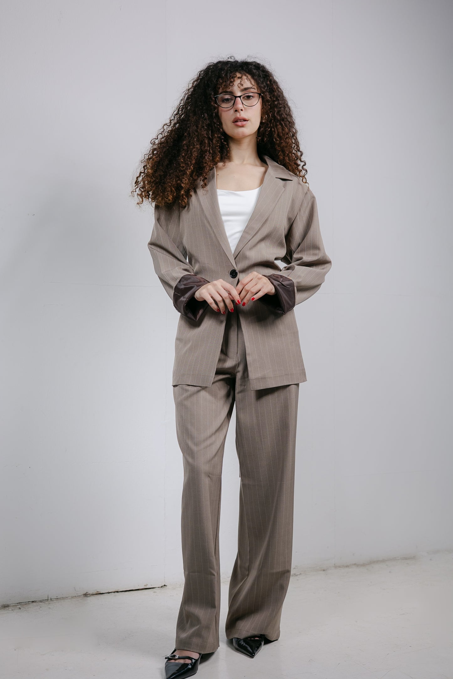 Big Girl Blazer Set in Beige