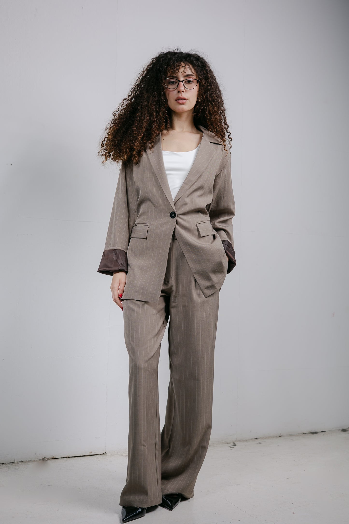 Big Girl Blazer Set in Beige