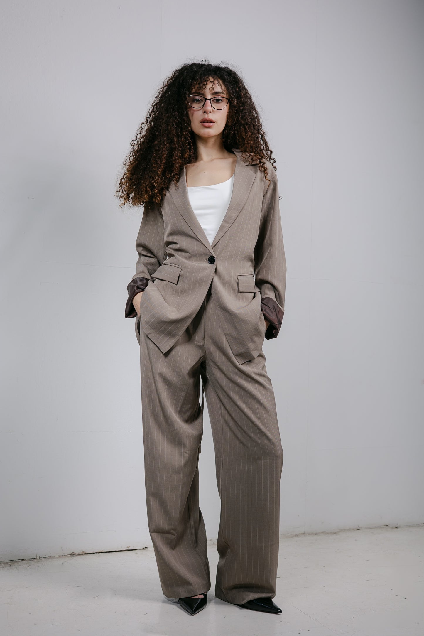 Big Girl Blazer Set in Beige