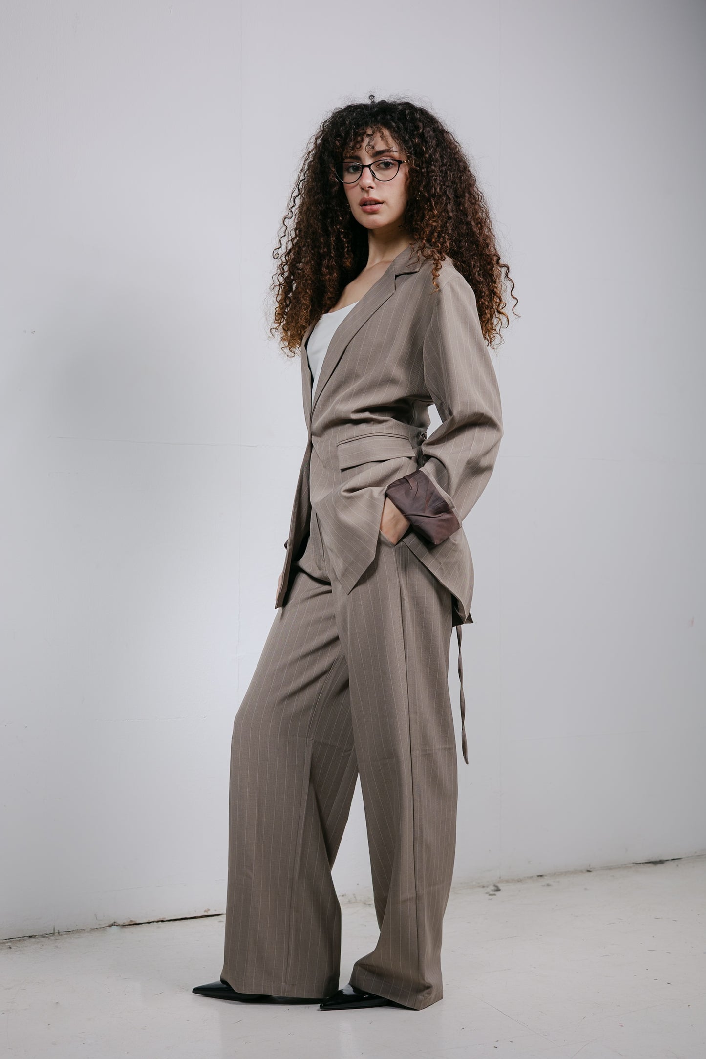 Big Girl Blazer Set in Beige