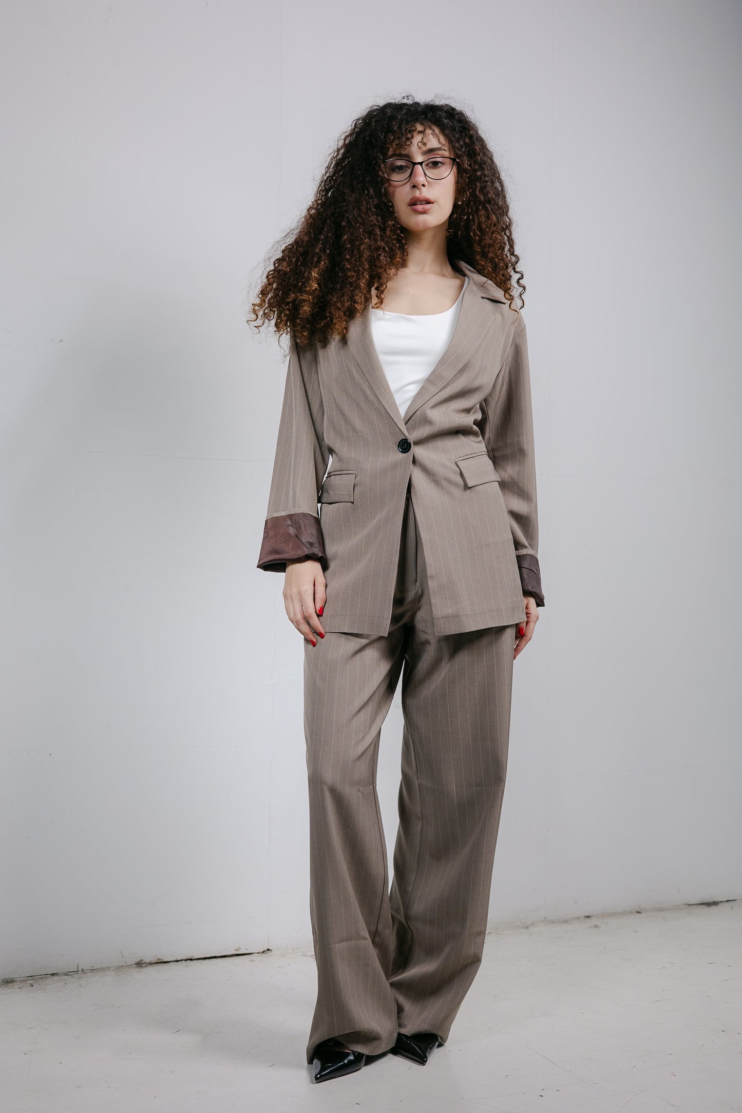 Big Girl Blazer Set in Beige