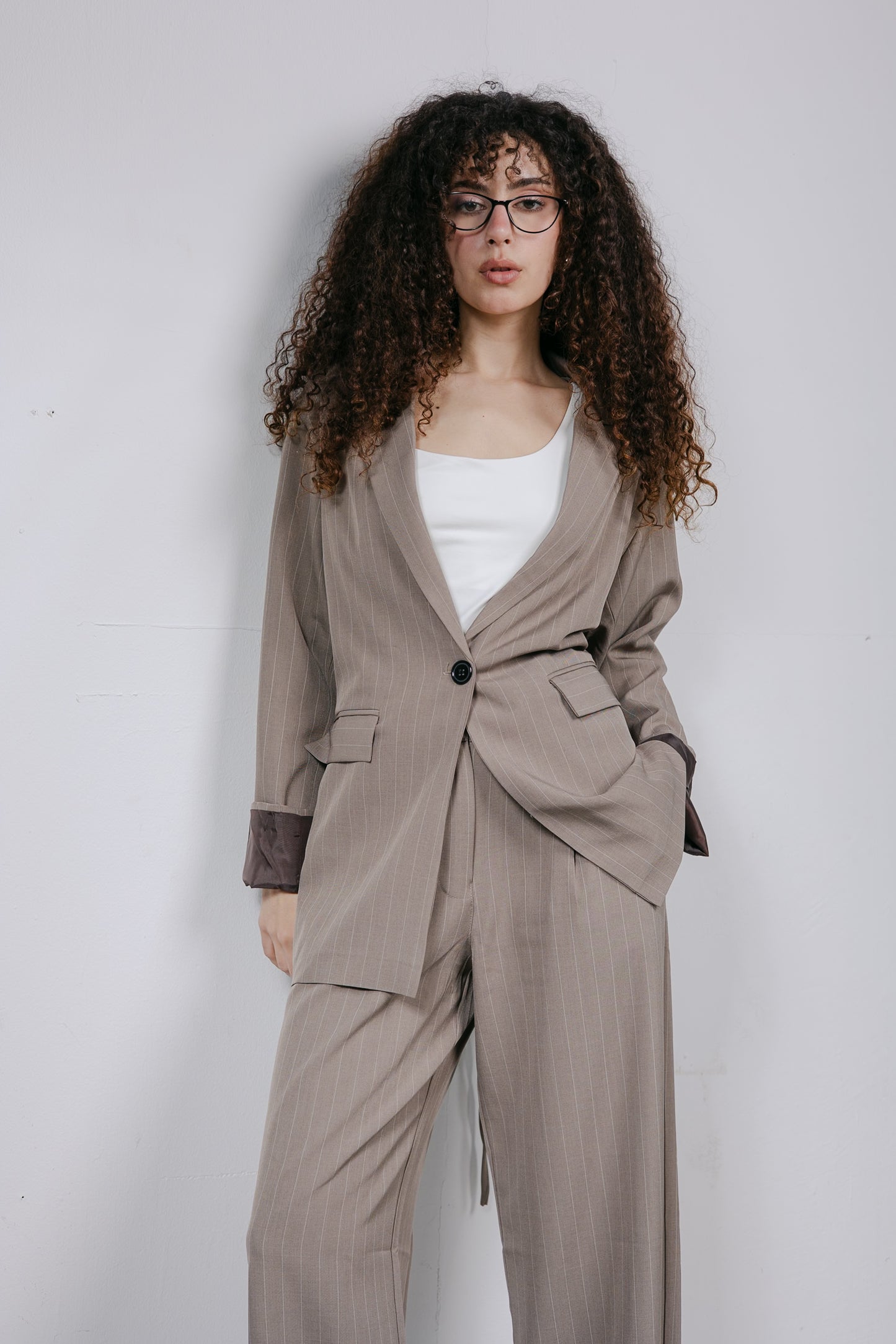 Big Girl Blazer Set in Beige