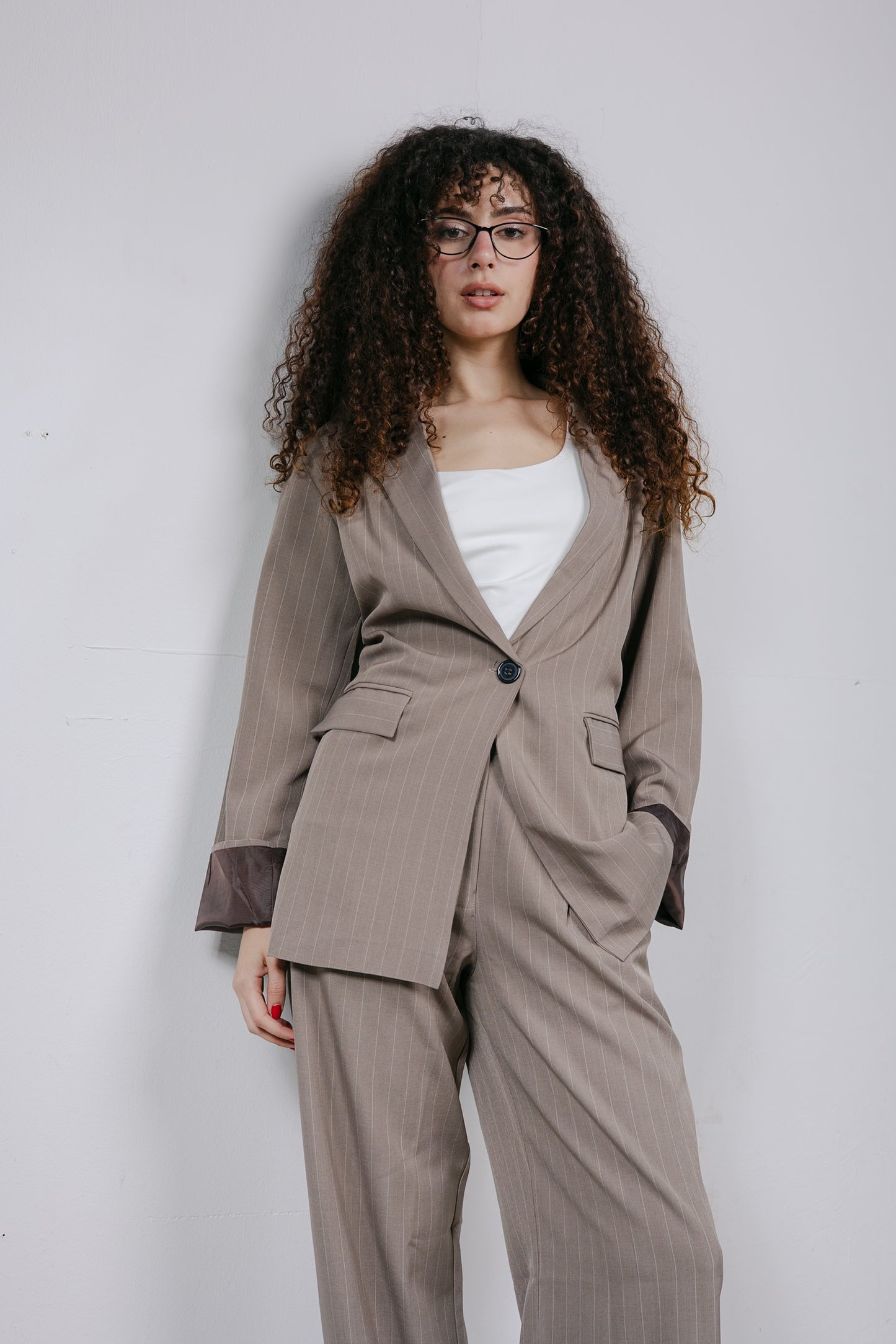 Big Girl Blazer Set in Beige