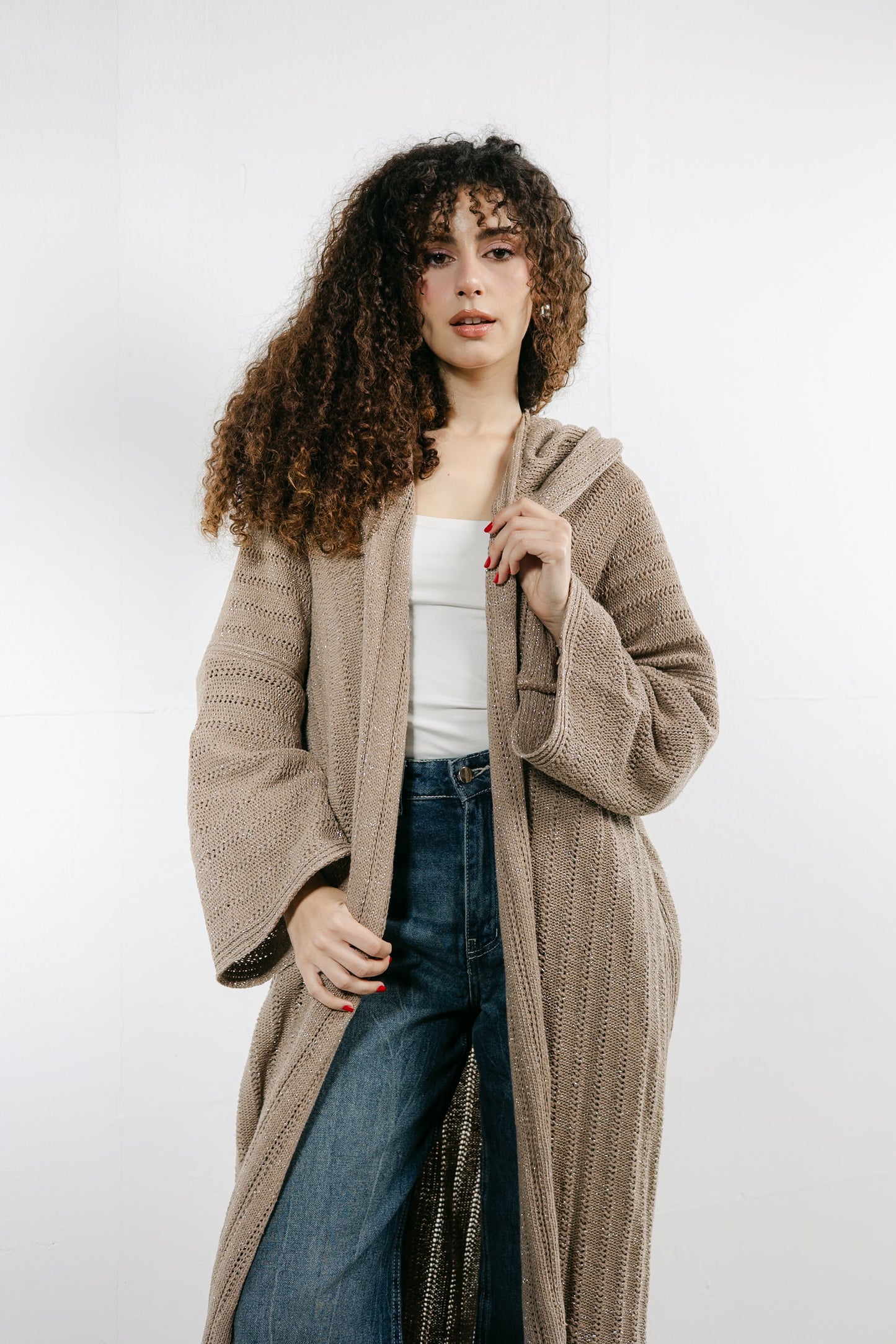 Moon Glow Knit Cardigan in Shimmer Cafe
