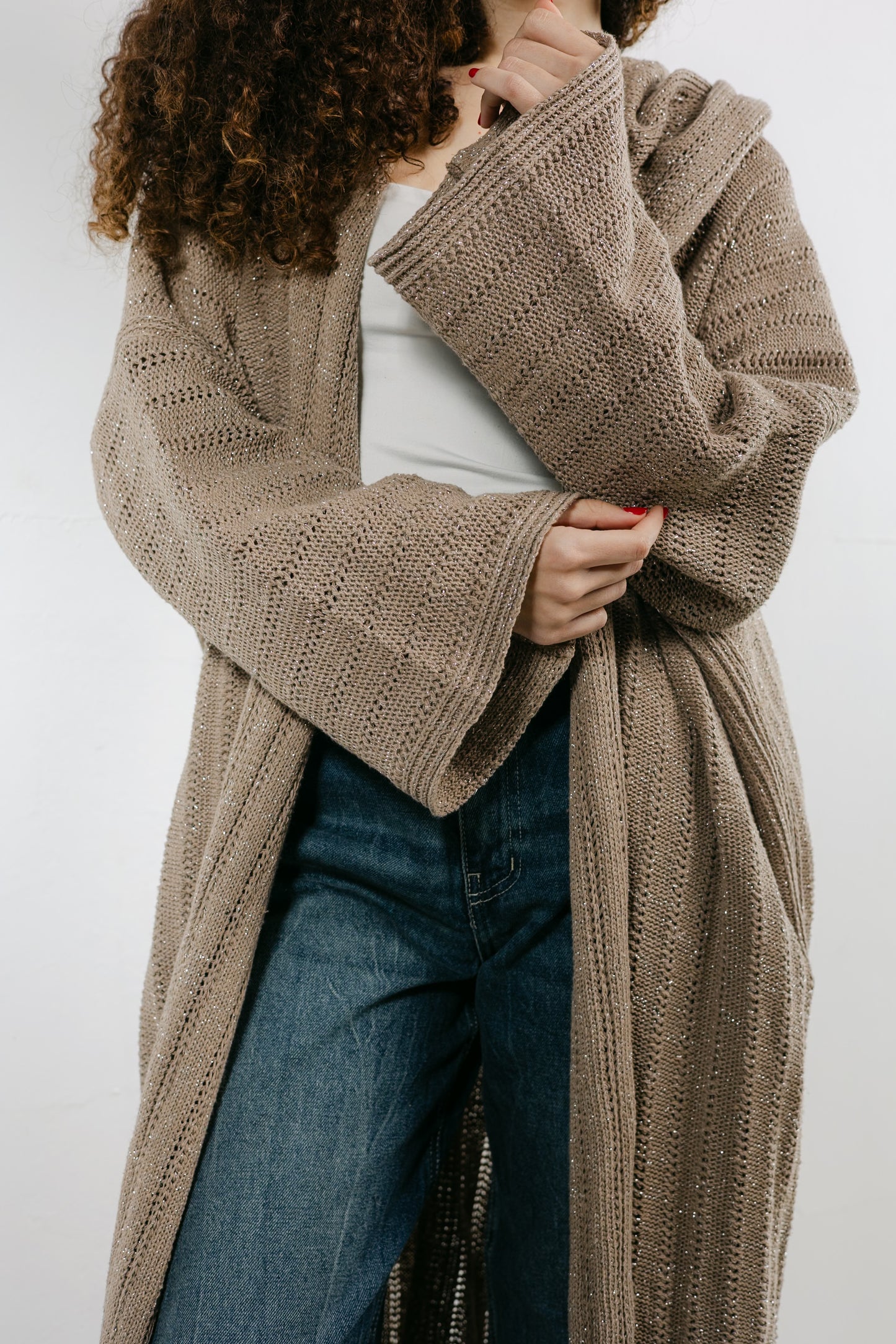 Moon Glow Knit Cardigan in Shimmer Cafe