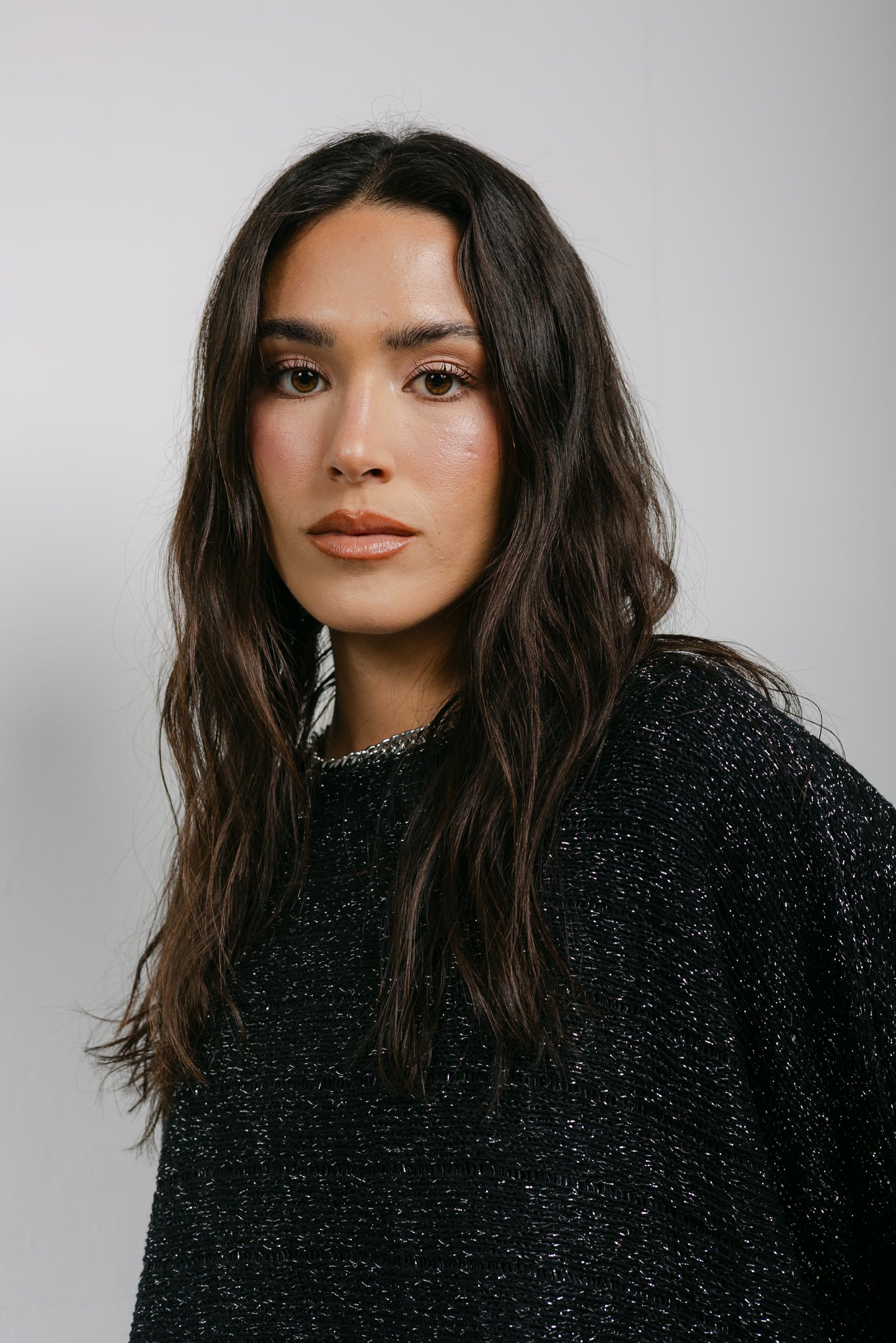 Golden Hour Knit Cape in Shimmer Black