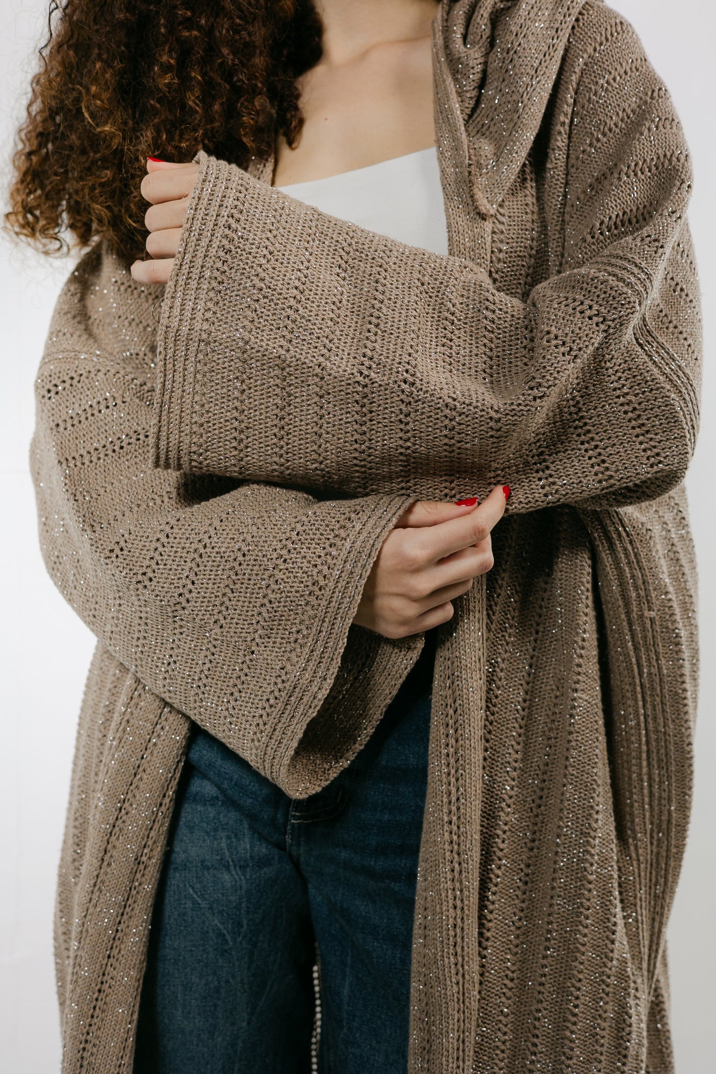 Moon Glow Knit Cardigan in Shimmer Cafe