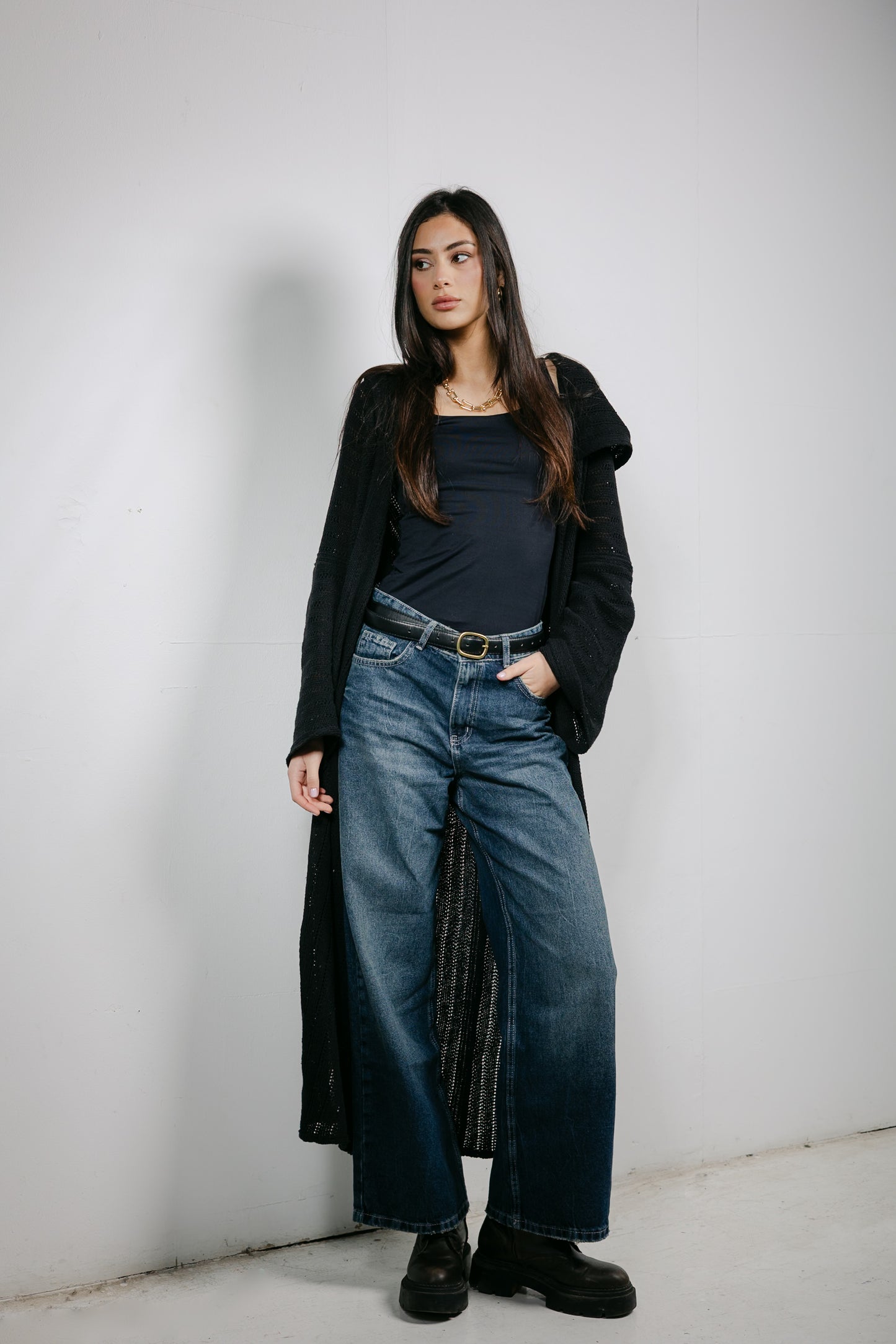 Moon Glow Knit Cardigan in Black