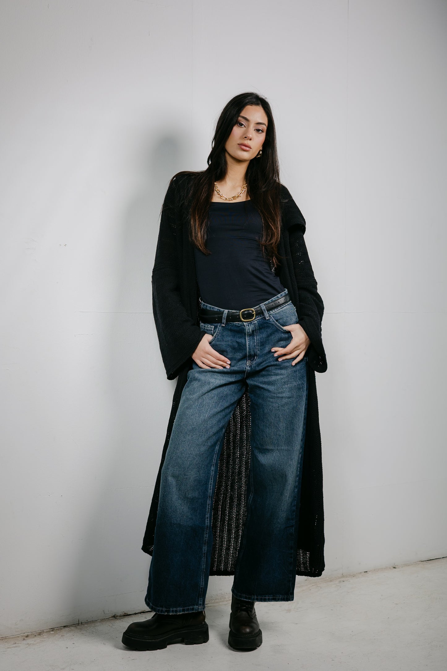 Moon Glow Knit Cardigan in Black