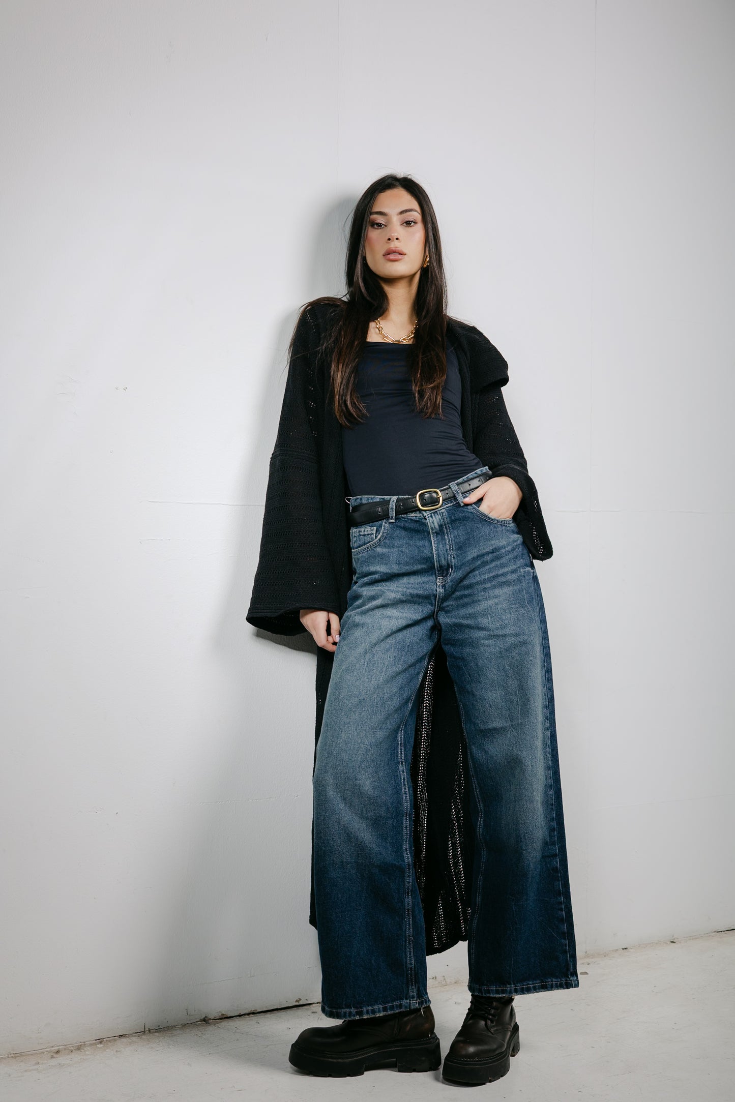 Moon Glow Knit Cardigan in Black