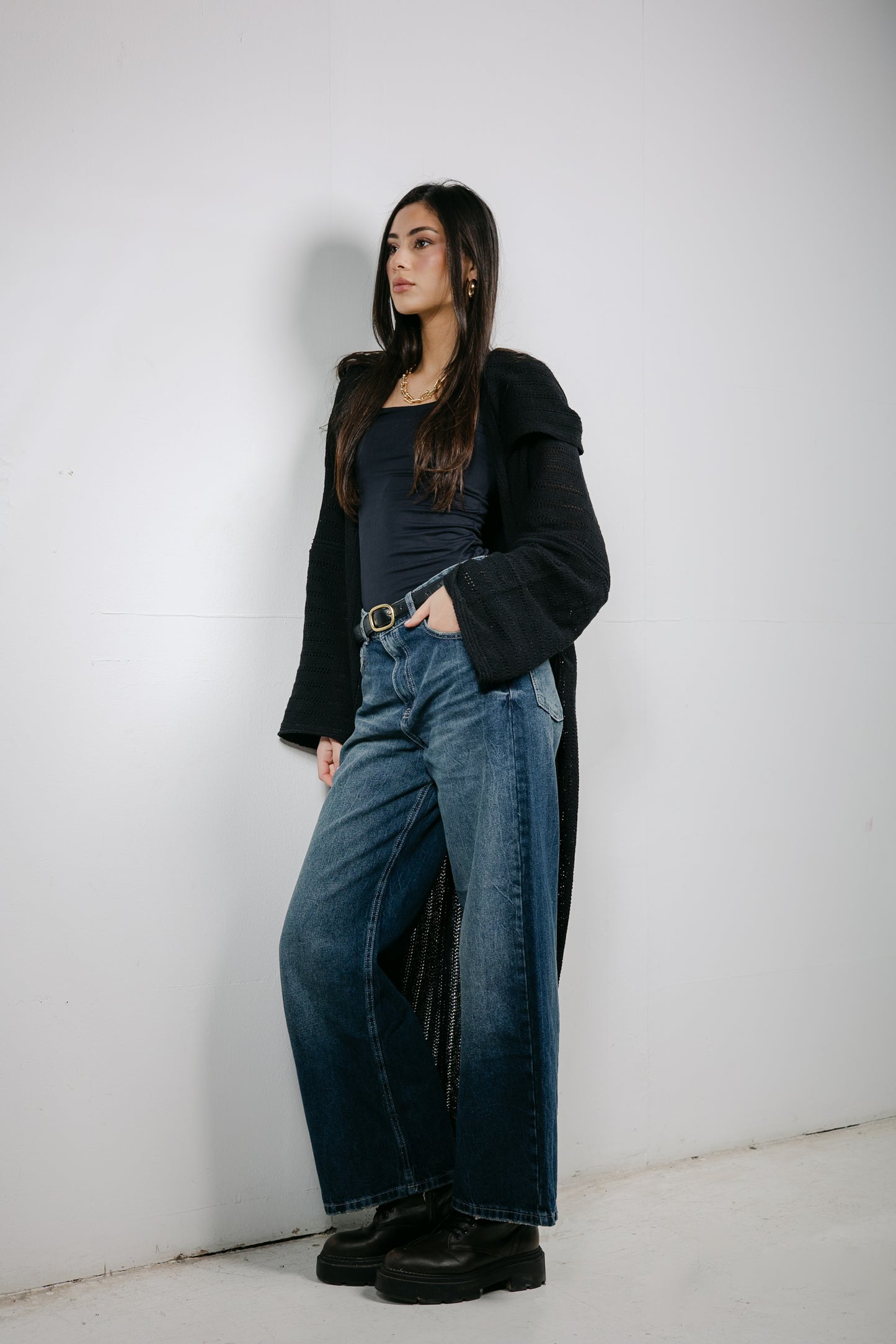 Moon Glow Knit Cardigan in Black