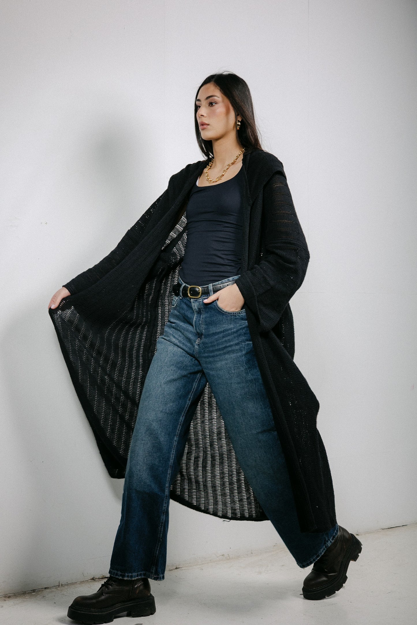 Moon Glow Knit Cardigan in Black