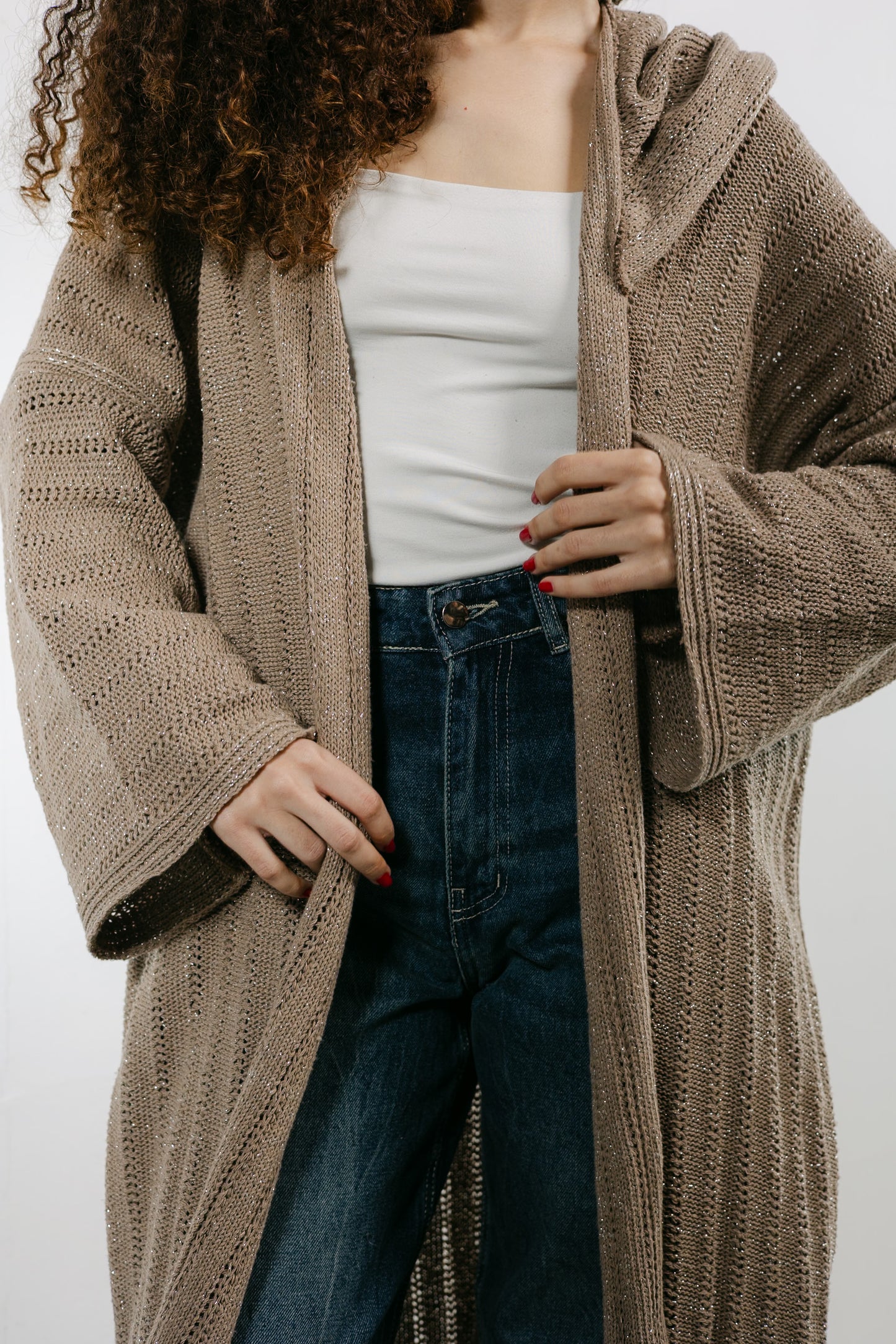Moon Glow Knit Cardigan in Shimmer Cafe