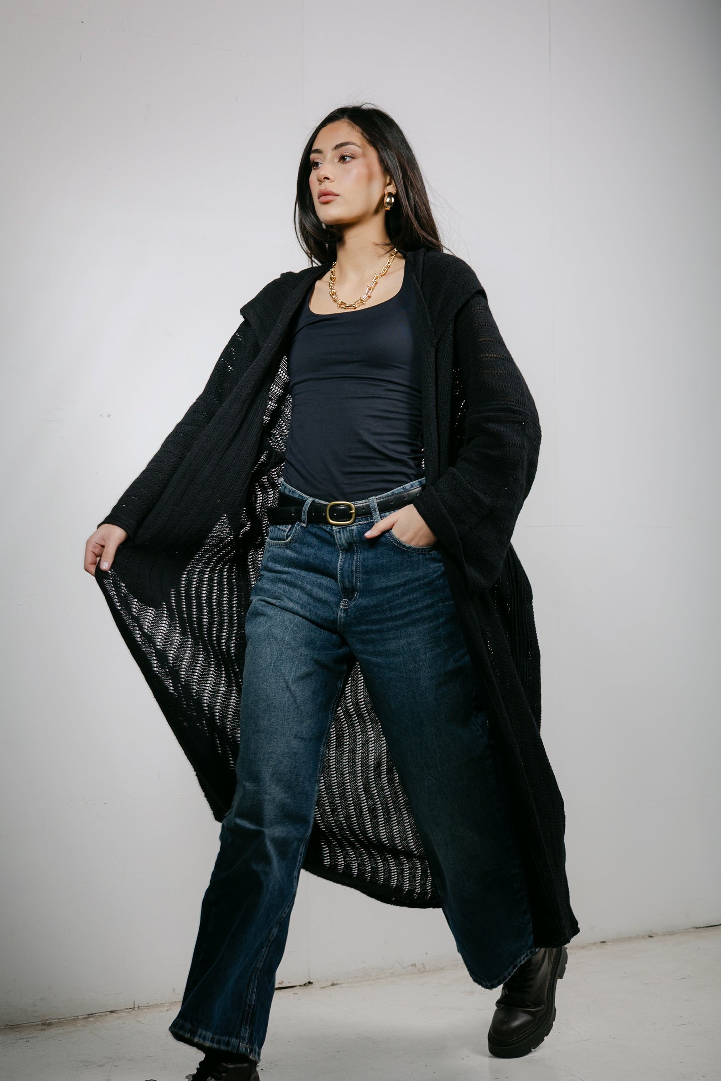 Moon Glow Knit Cardigan in Black