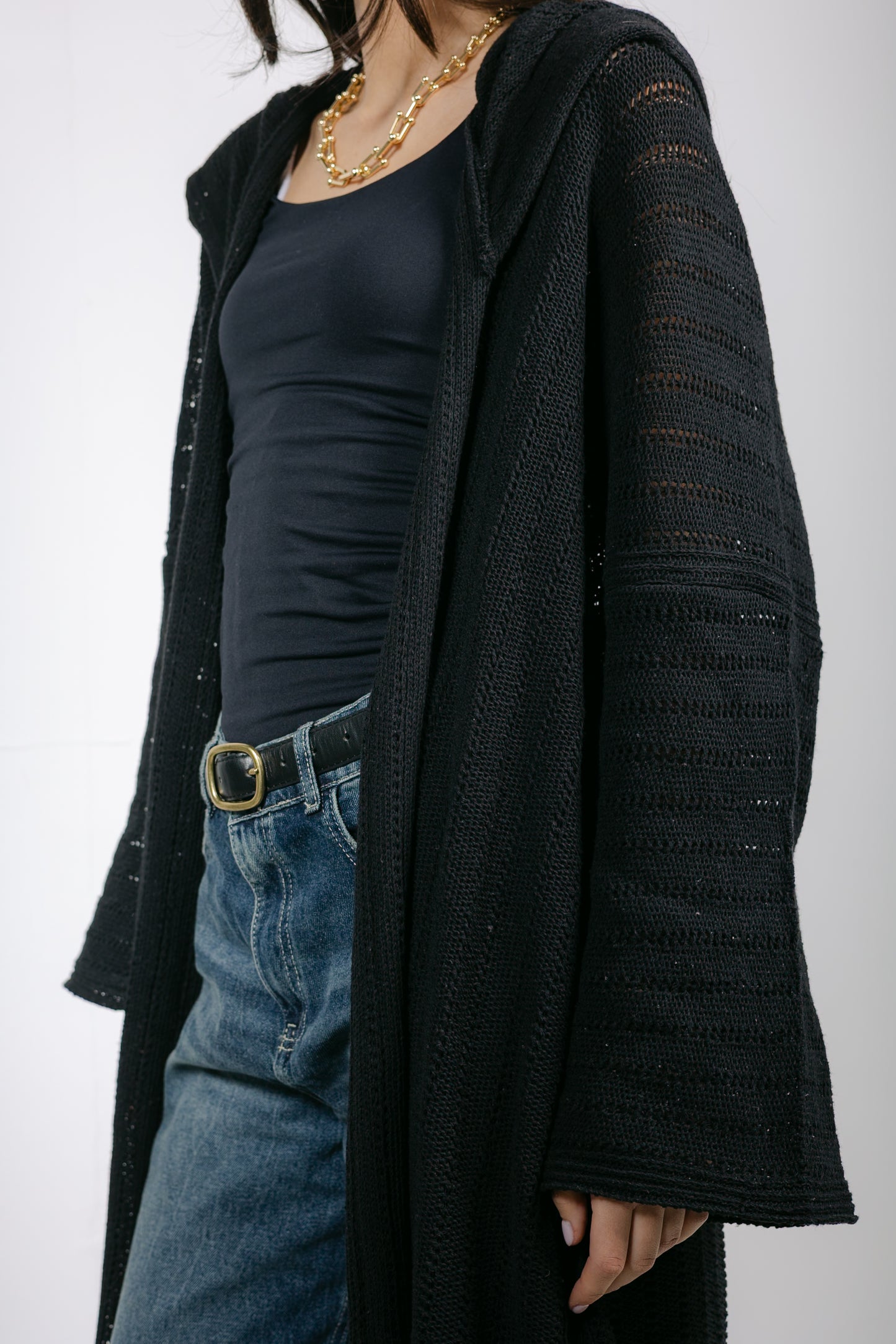Moon Glow Knit Cardigan in Black