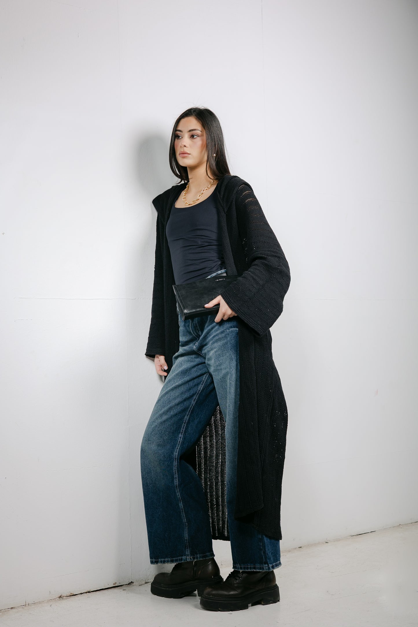 Moon Glow Knit Cardigan in Black