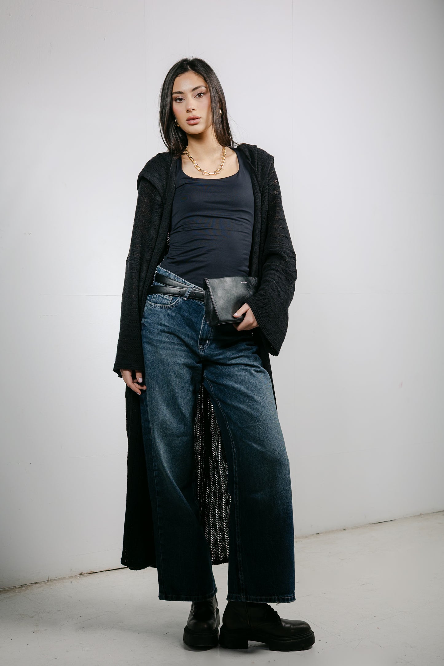 Moon Glow Knit Cardigan in Black