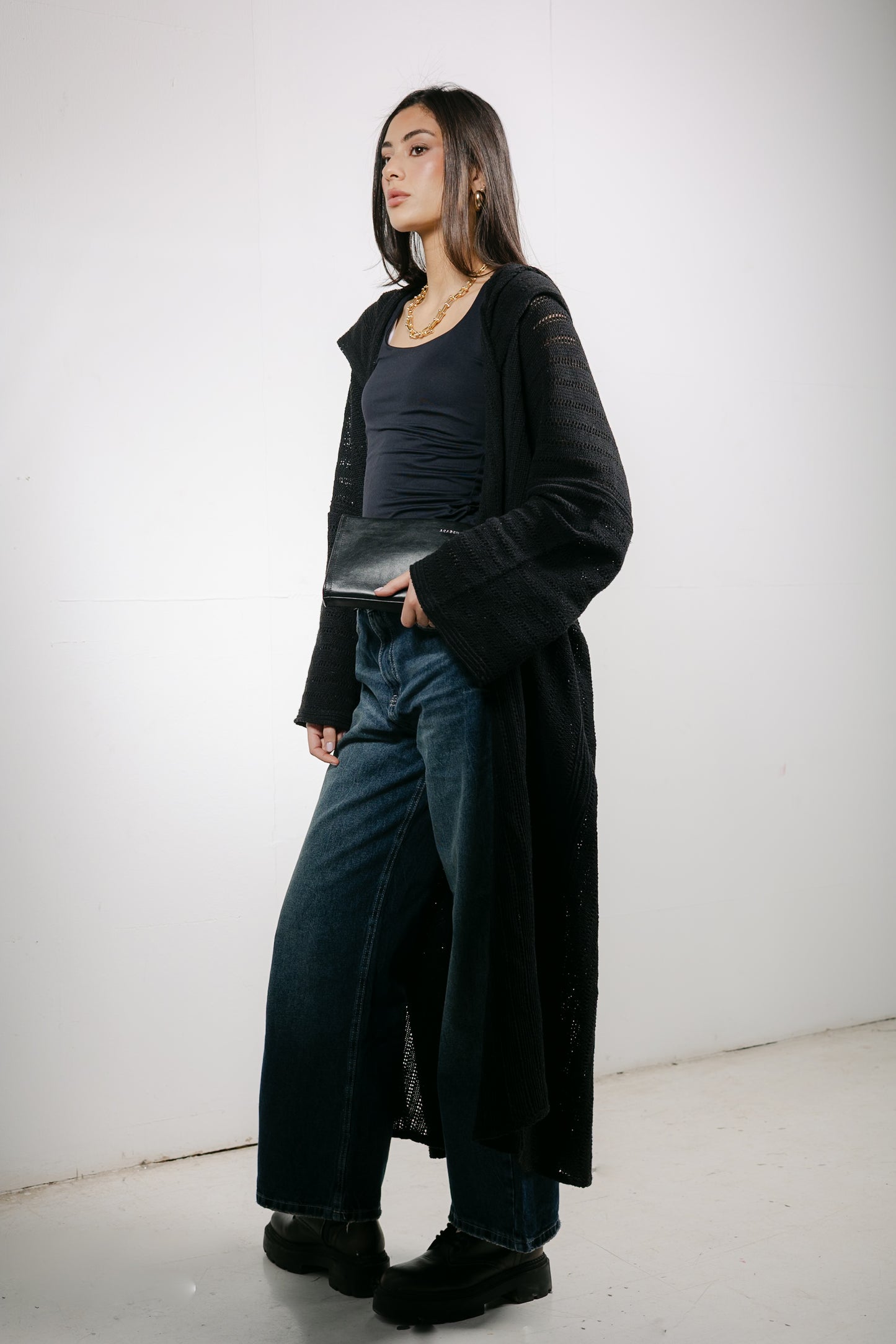 Moon Glow Knit Cardigan in Black