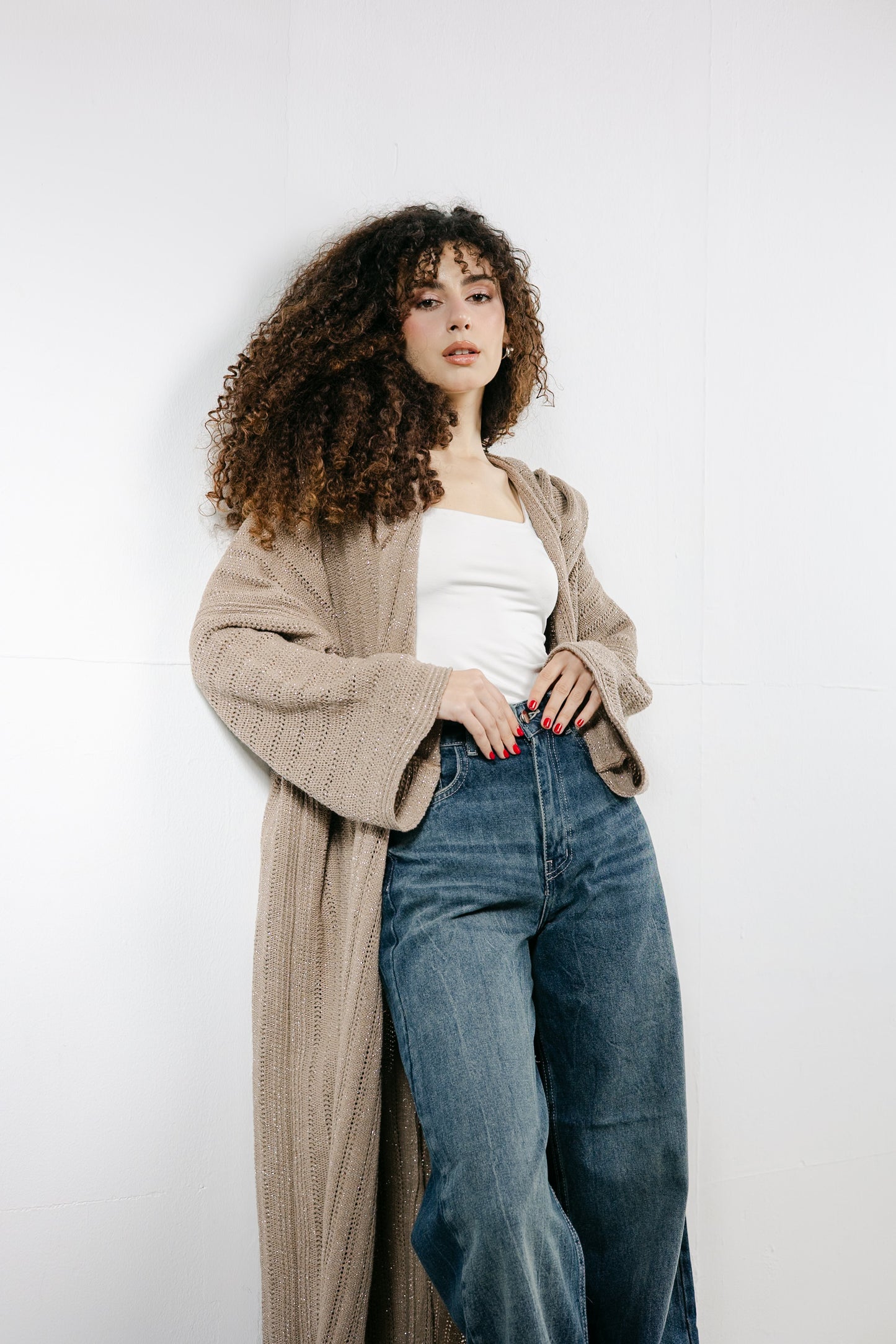 Moon Glow Knit Cardigan in Shimmer Cafe
